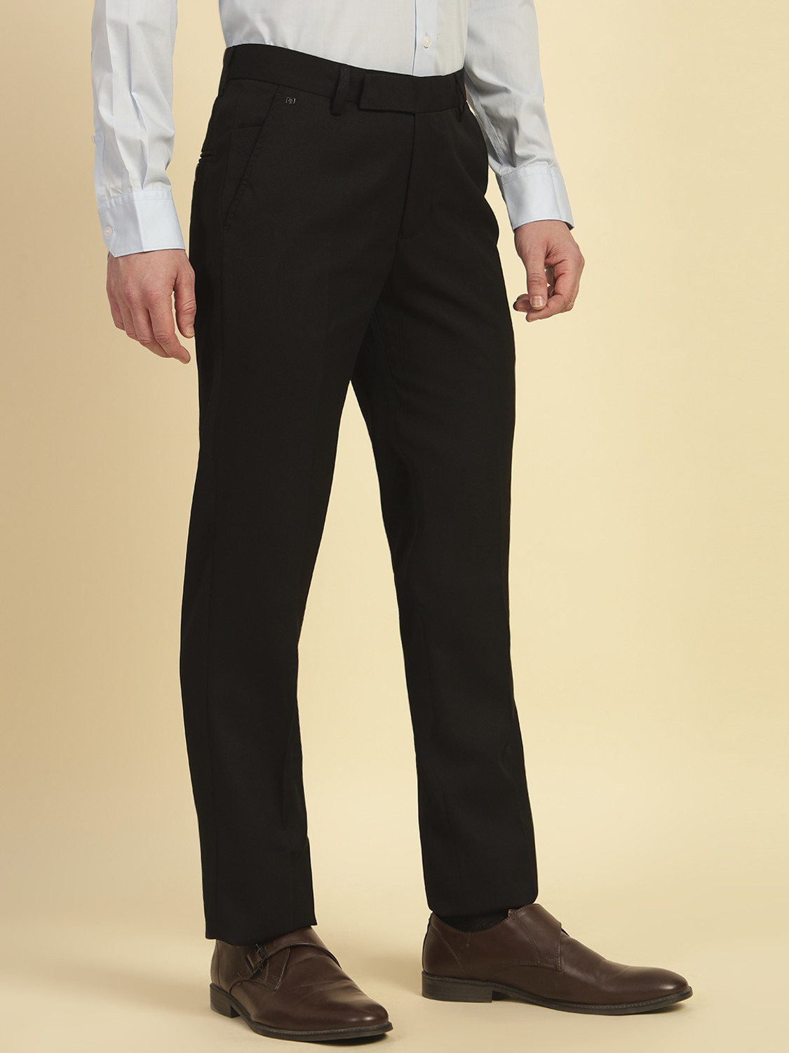 Image of CANTABIL Regular Fit Men Black Trousers