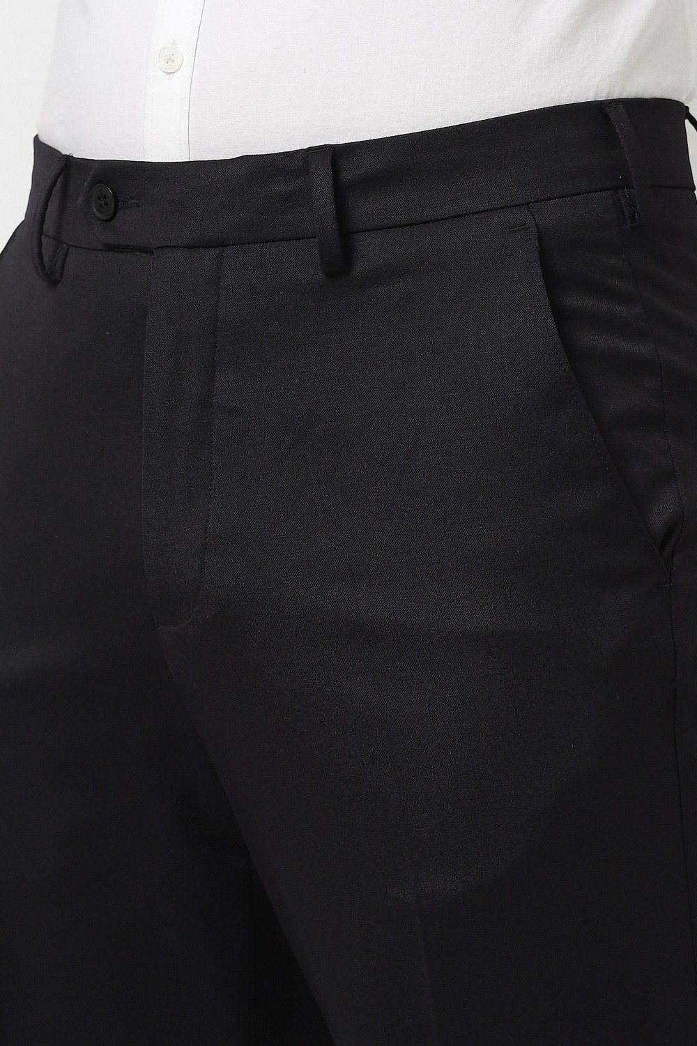 Image of VAN HEUSEN Regular Fit Men Black Trousers