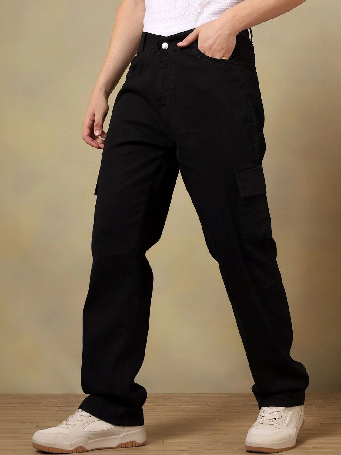 Image of HERE&NOW Slim Fit Men Black Trousers