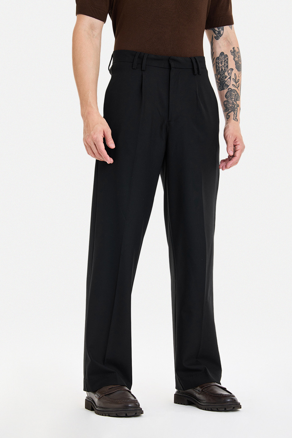 Image of Snitch Men Relaxed Black Polyester Trousers