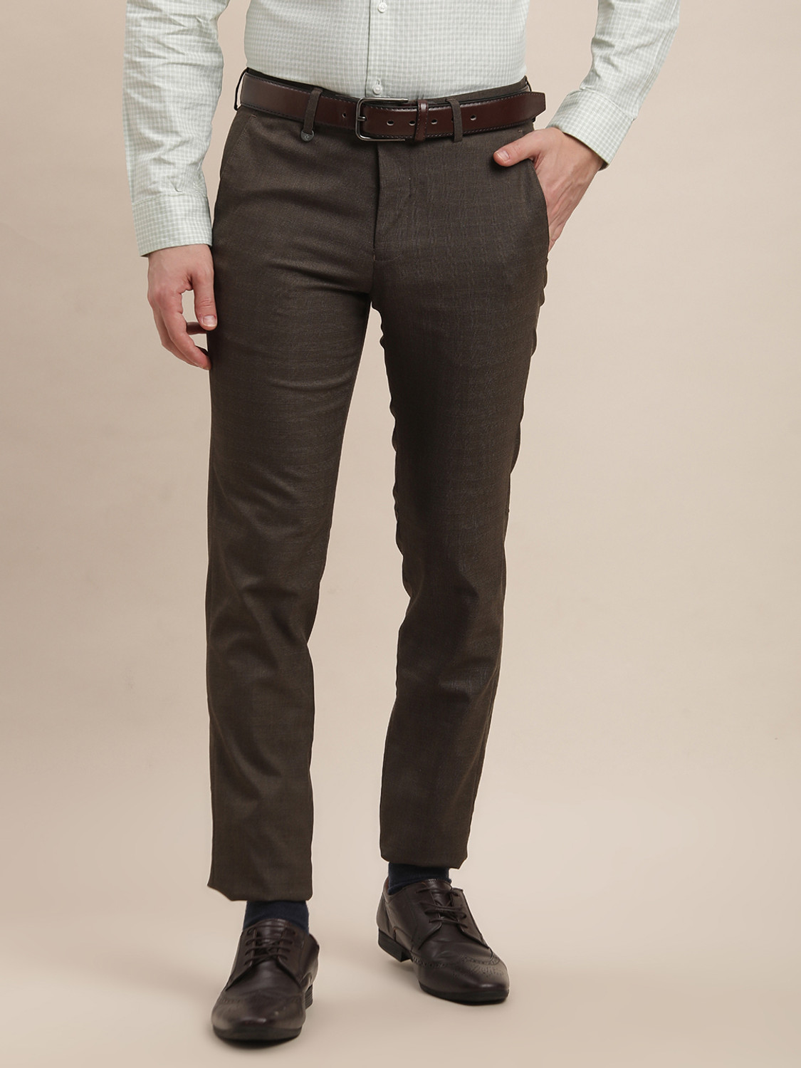 Image of TURTLE Skinny Fit Men Brown Trousers