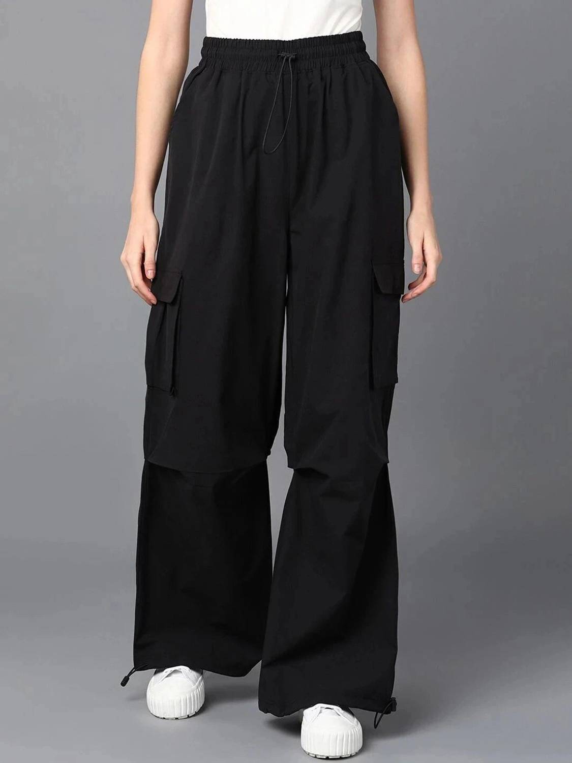 1stLov Regular Fit Women Black Trousers