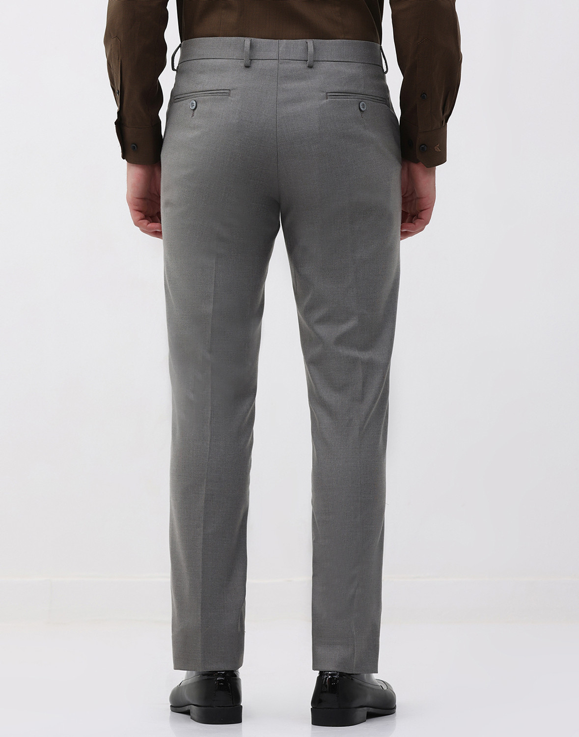 Image of Blackberrys Slim Fit Men Grey Trousers