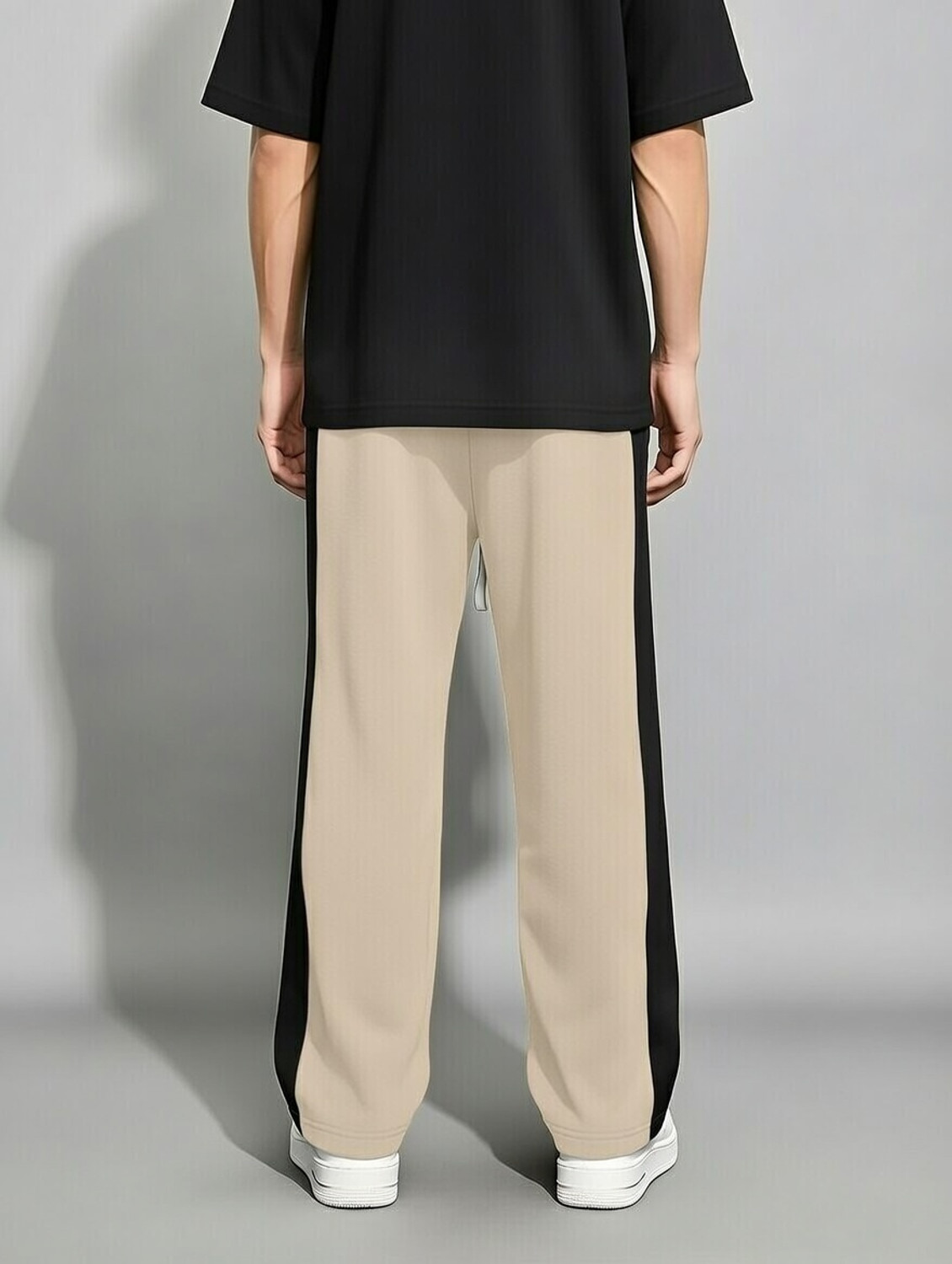 Image of FABBAZE Loose Fit Men Beige Trousers
