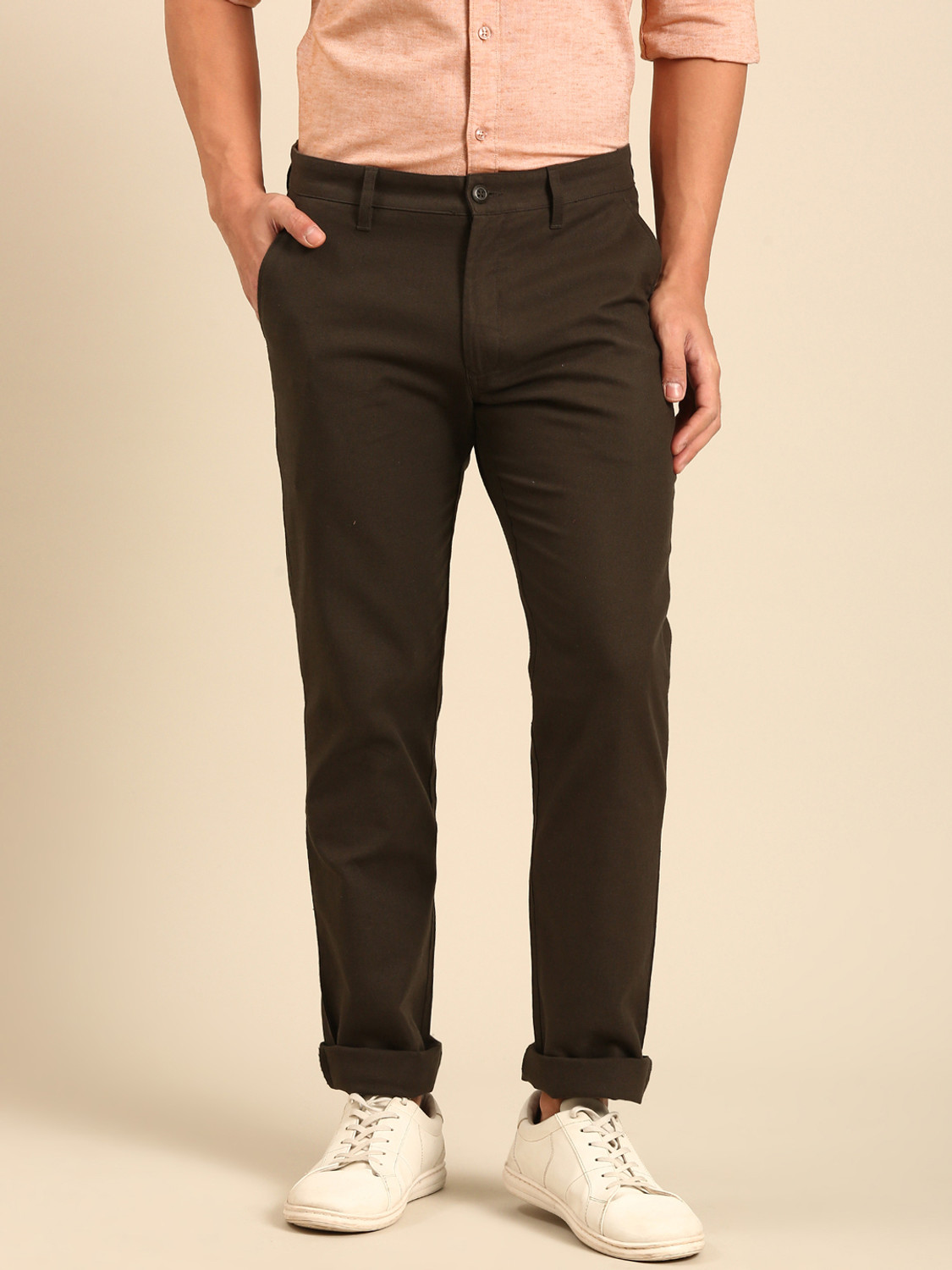 CAVALLO BY LINEN CLUB Slim Fit Men Brown Trousers