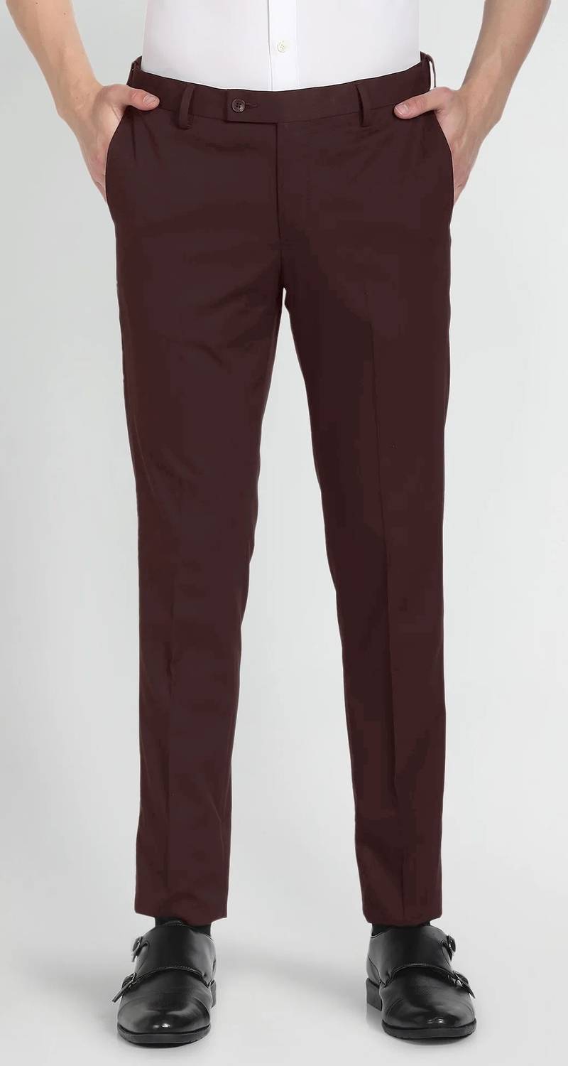 ARDLOR Slim Fit Men Brown Trousers