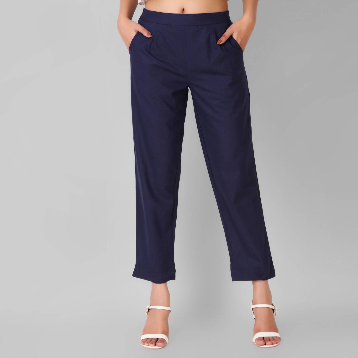 solidbottooms Regular Fit Women Blue Trousers