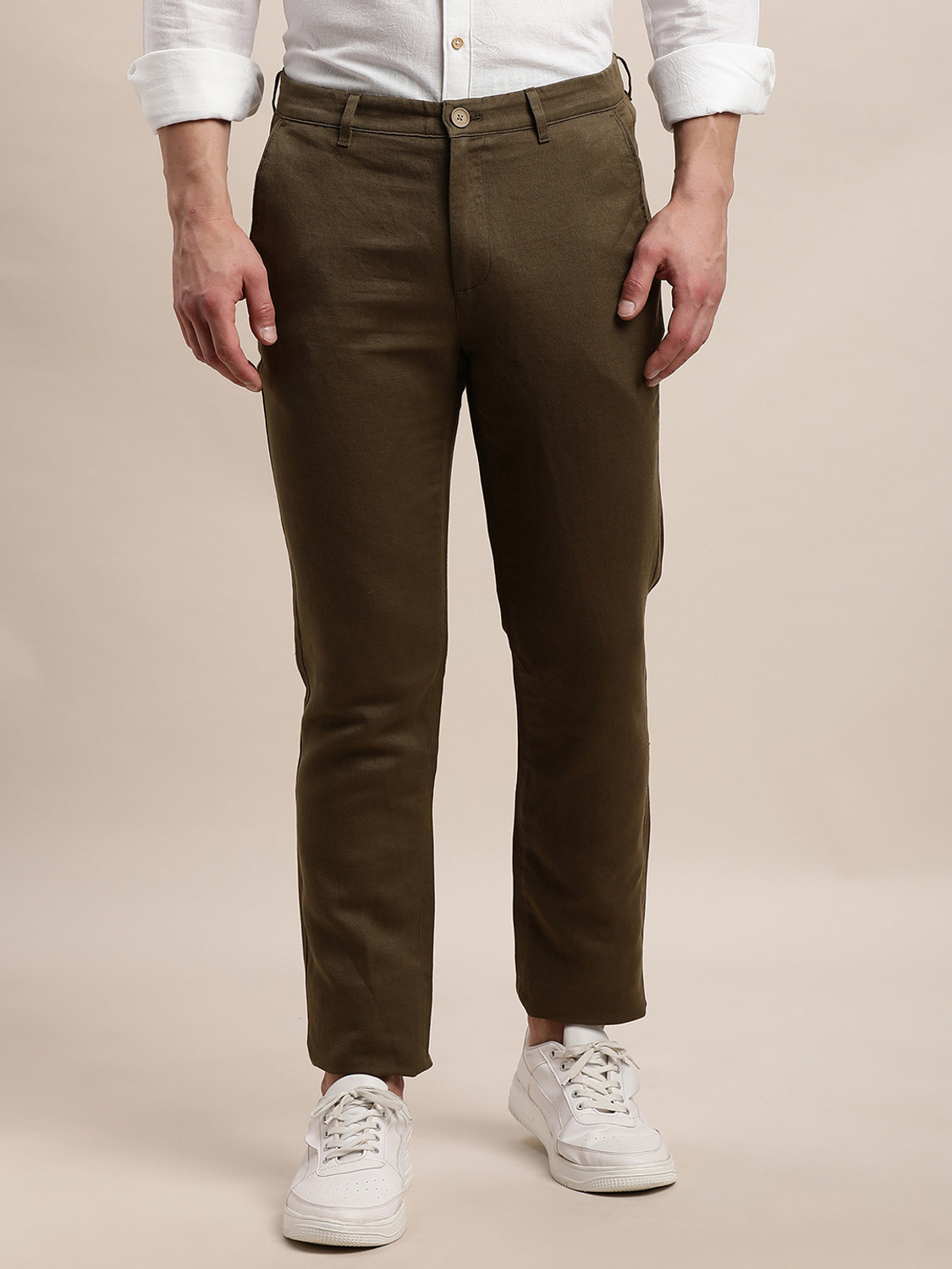 Image of TURTLE Slim Fit Men Brown Trousers