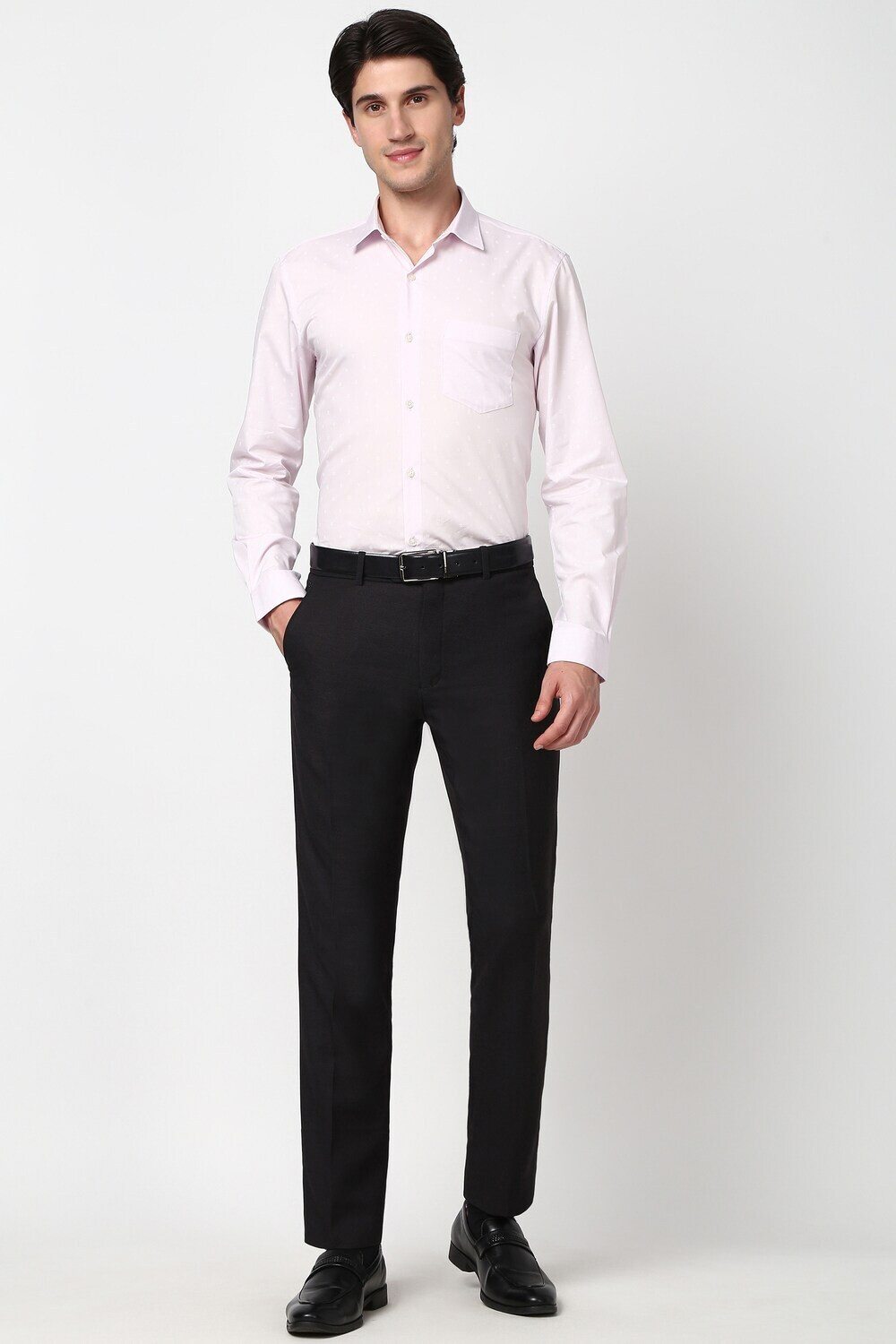 Image of PETER ENGLAND Slim Fit Men Black Trousers