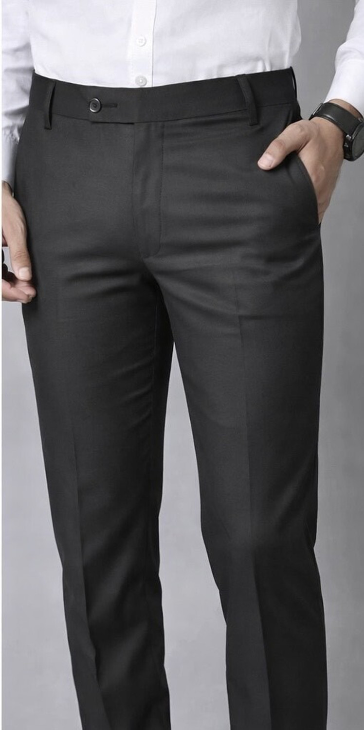 Image of Waistory Regular Fit Men Black Trousers