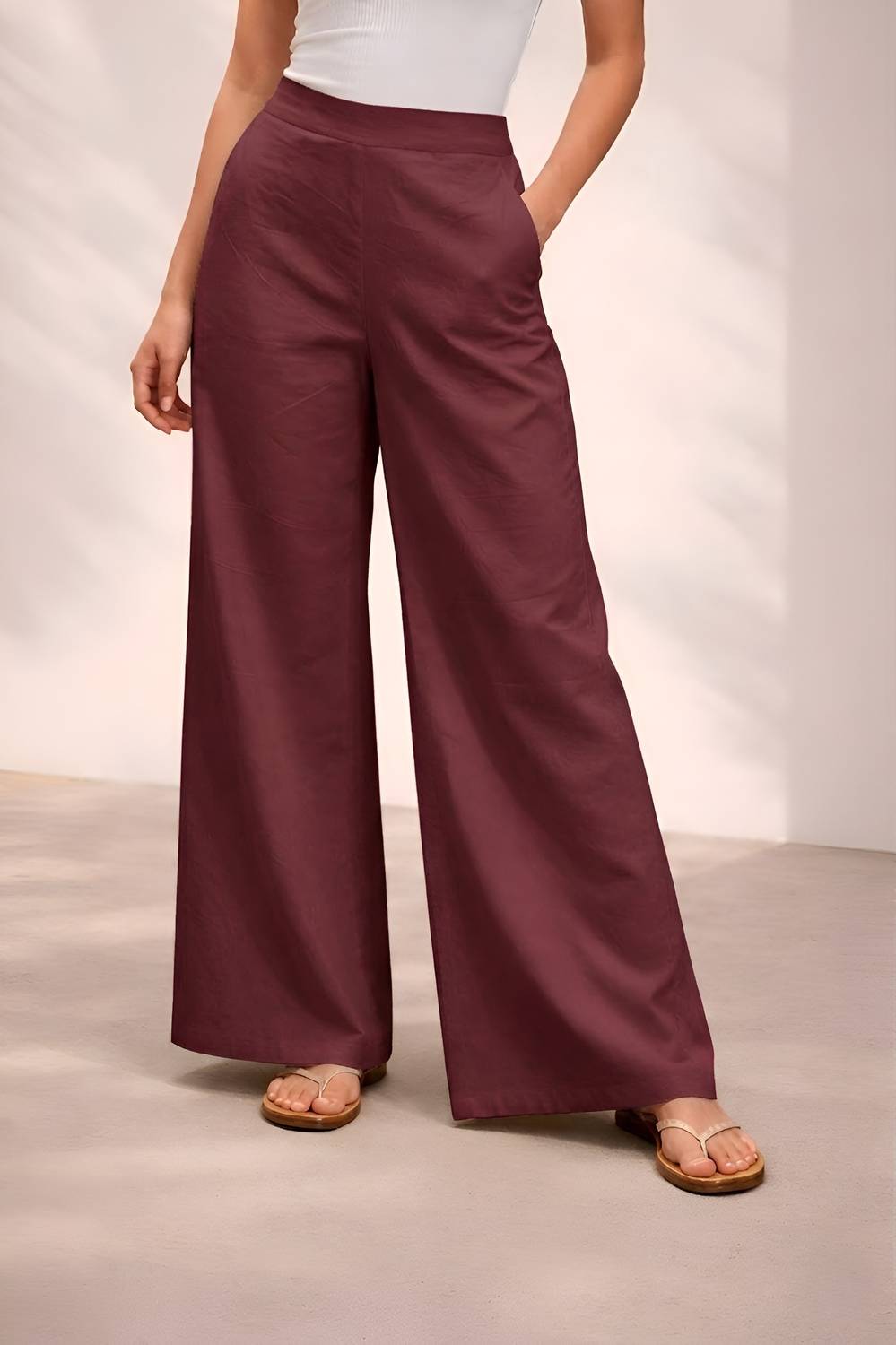 Anmi Comfort Fit Women Red Trousers