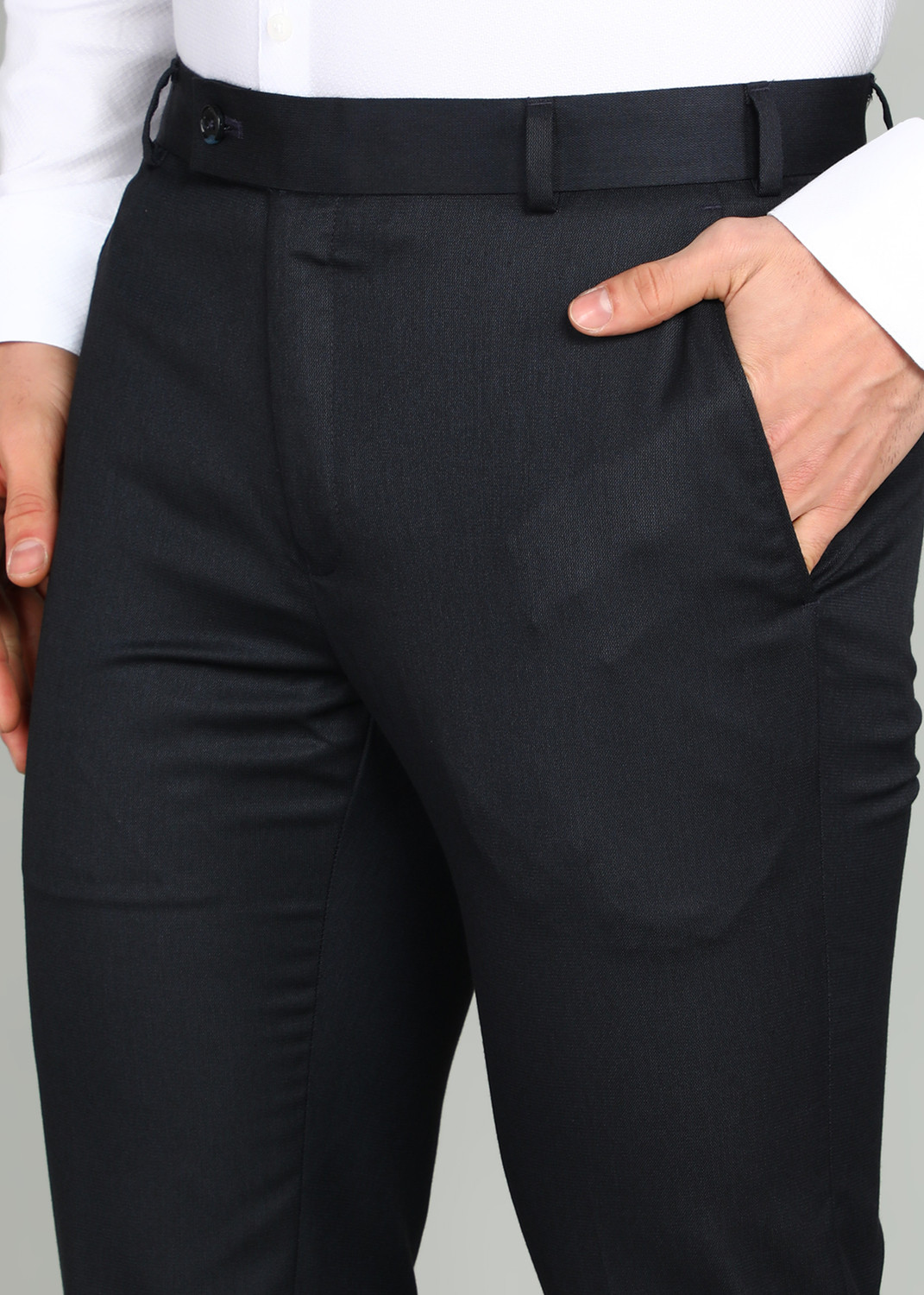 Image of Raymond Slim Fit Men Dark Blue Trousers
