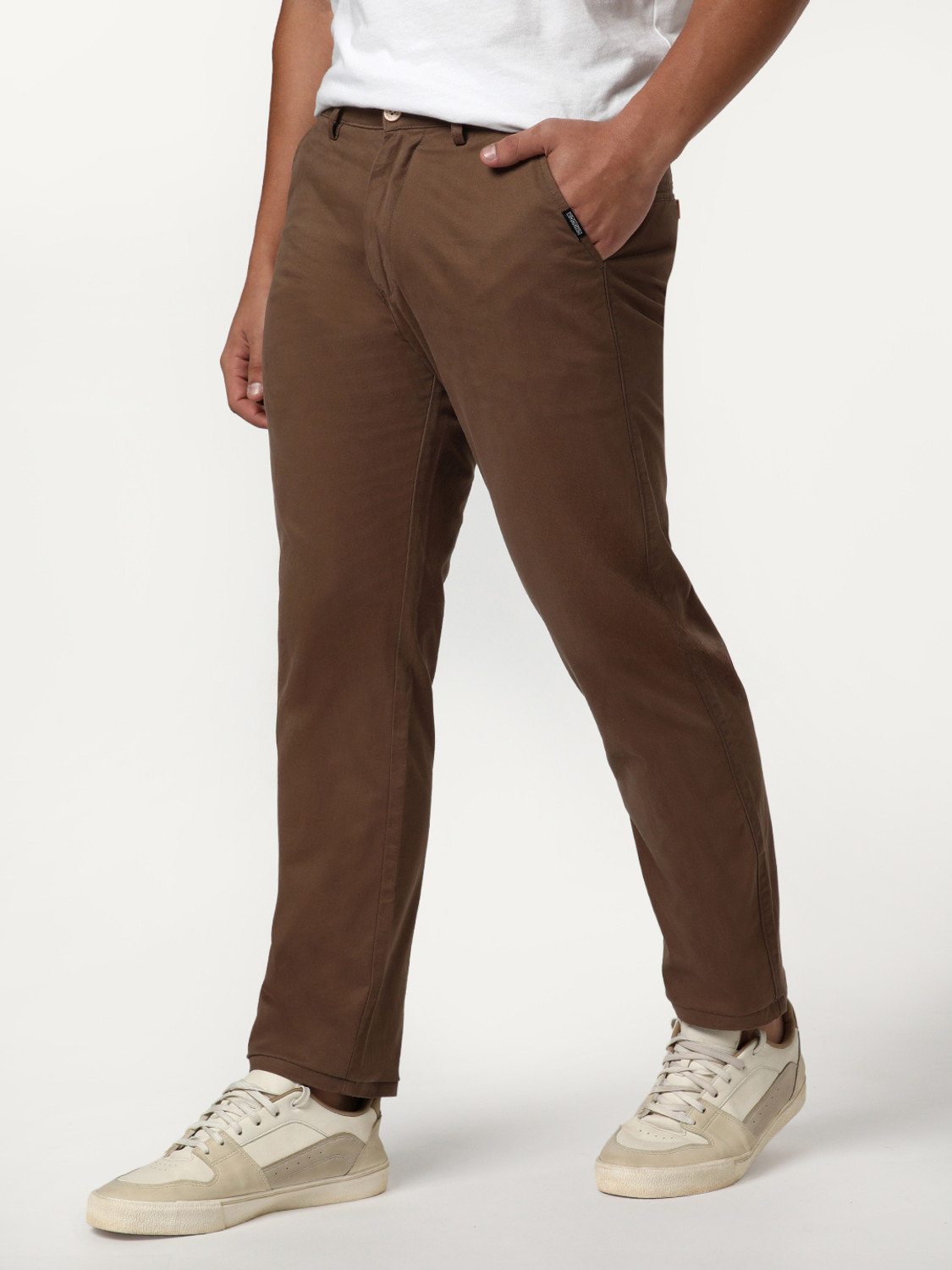 Image of Urbano Fashion Straight Fit Men Brown Trousers