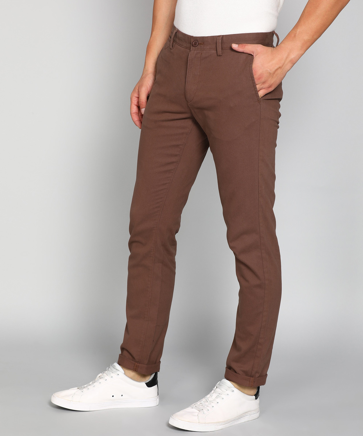 Image of U.S. POLO ASSN. Slim Fit Men Brown Trousers