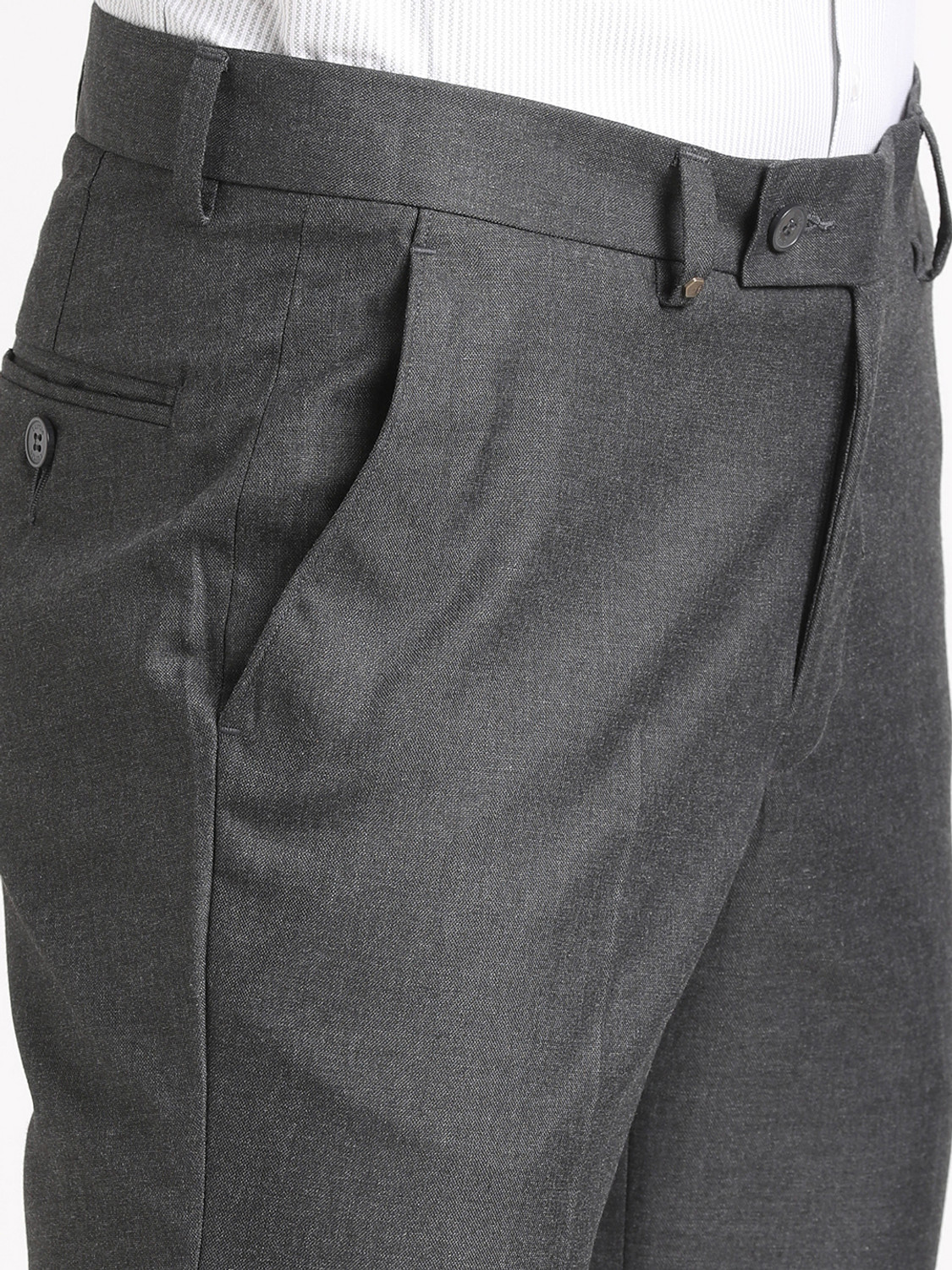 Image of TURTLE Slim Fit Men Grey Trousers