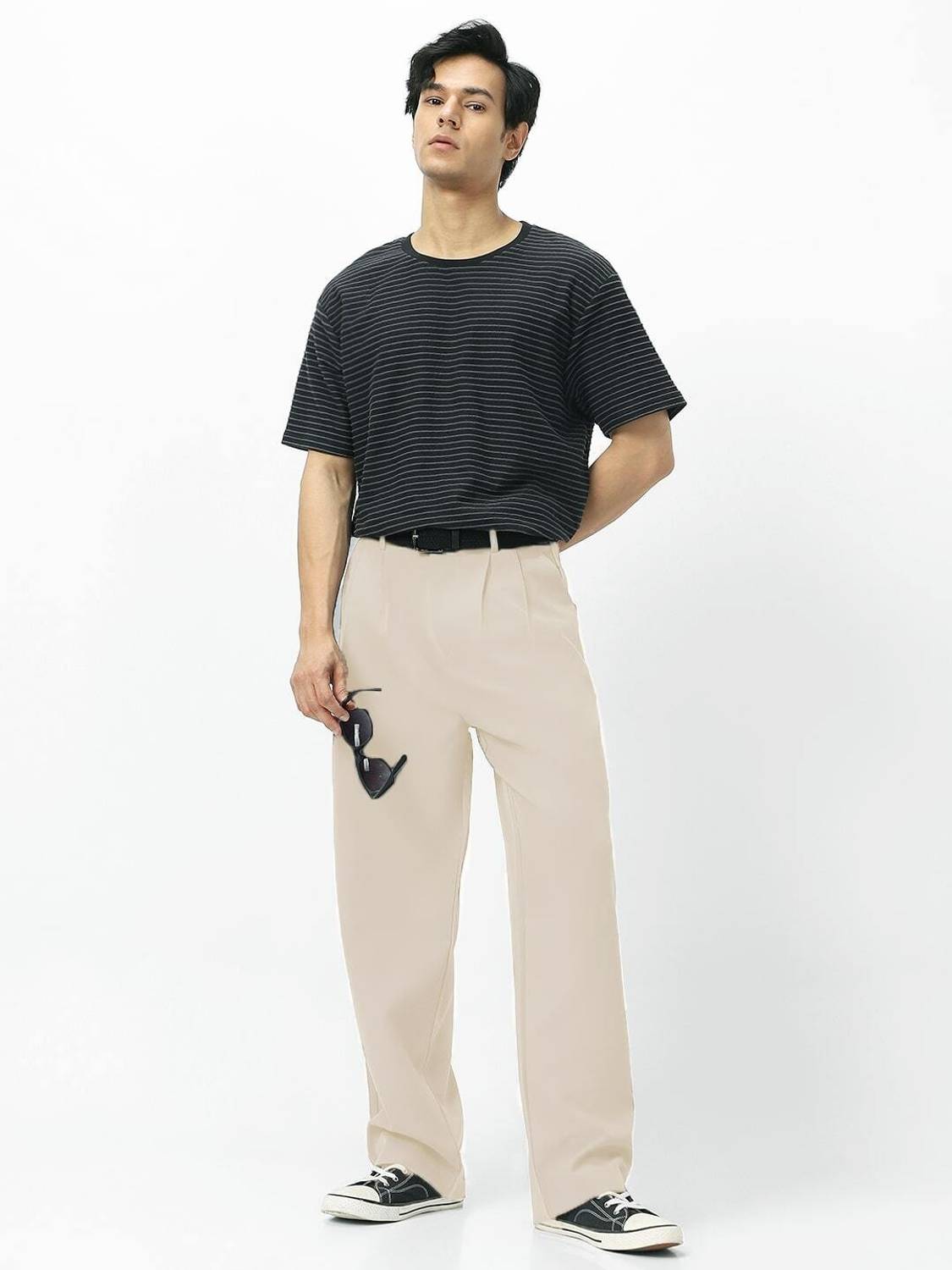 Urbano Fashion Loose Fit Men Cream Trousers - Image 4