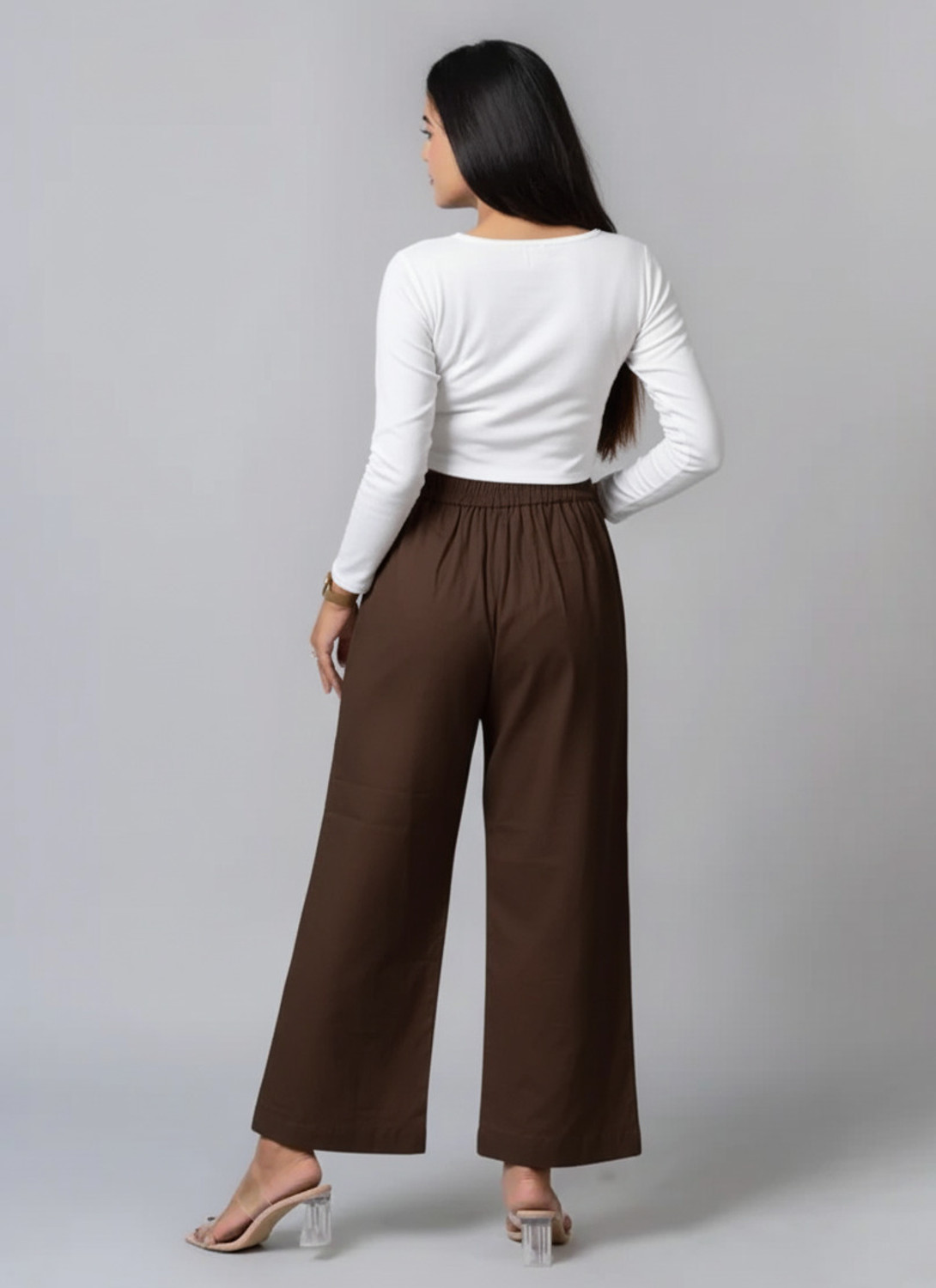 Image of Moirai Straight Fit Women Brown Trousers