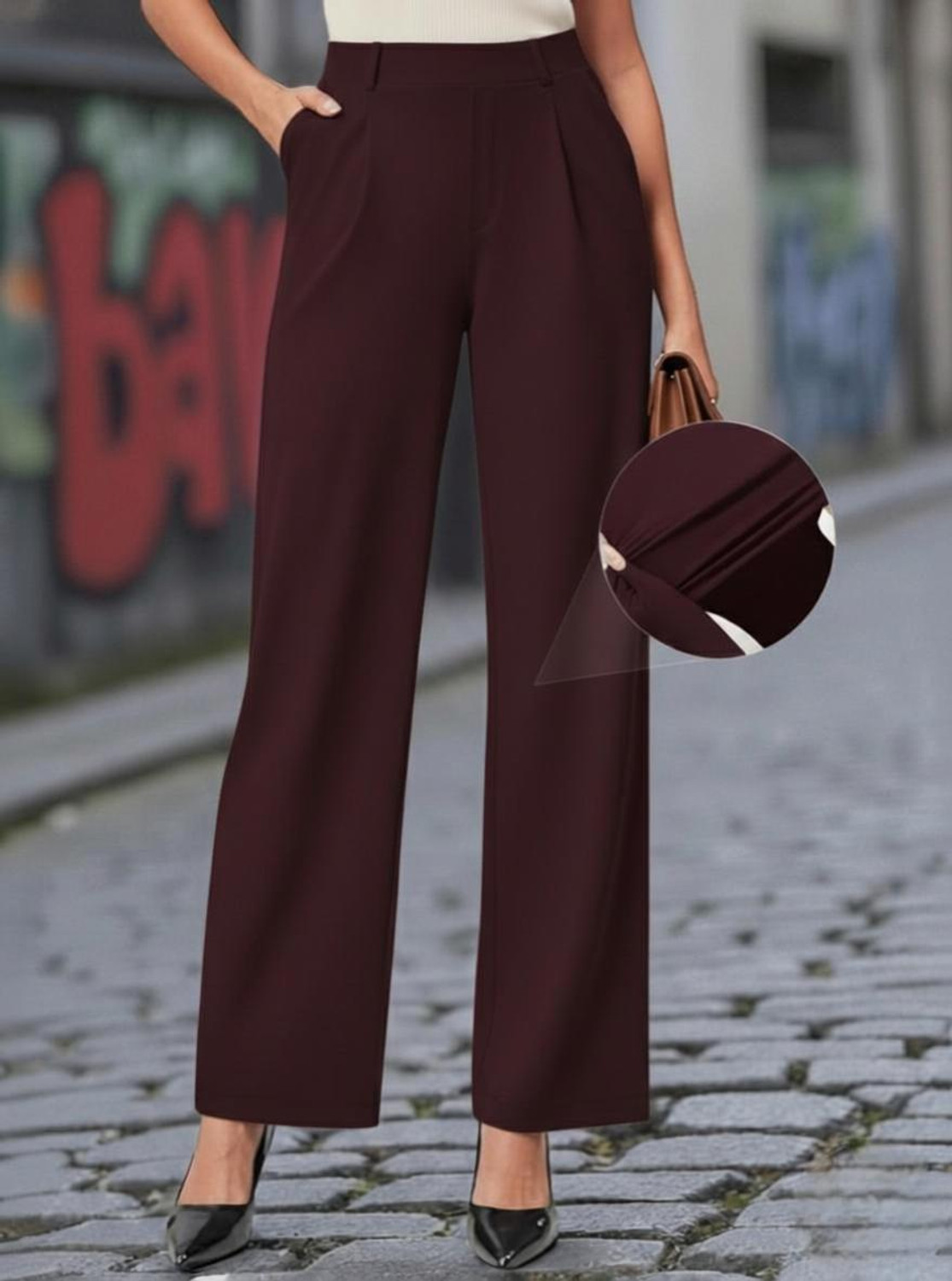 Image of SQEW Loose Fit Women Maroon Trousers