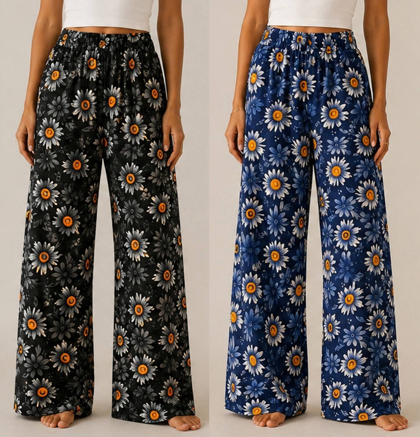 100LUCK Loose Fit Girls Black, Dark Blue Trousers