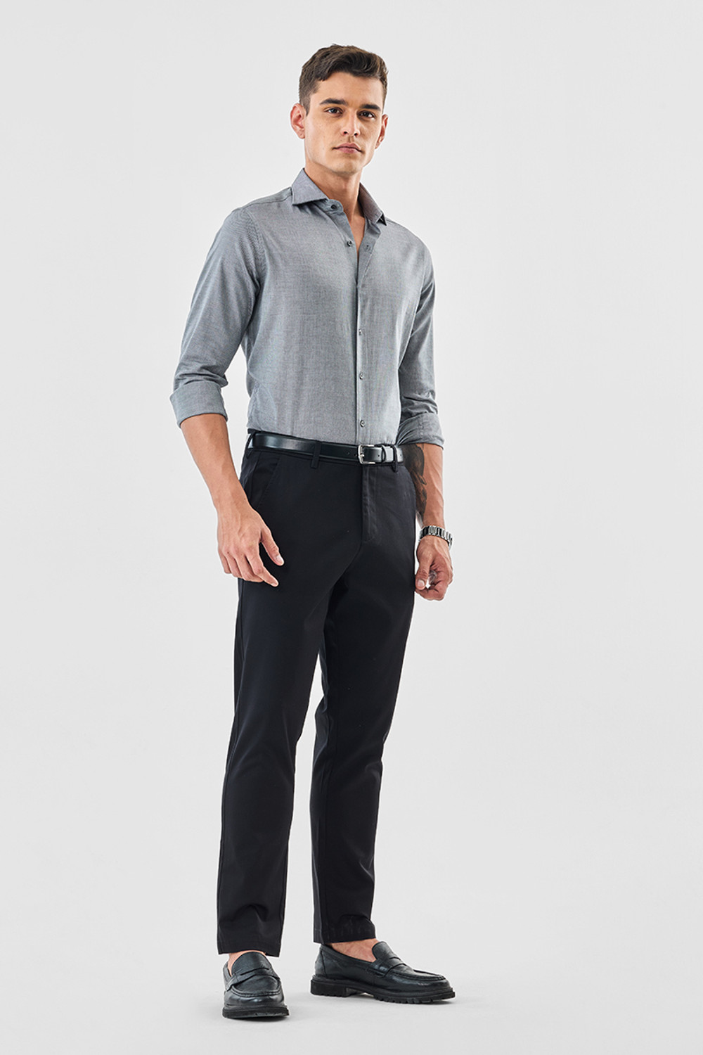 Image of Snitch Slim Fit Men Black Trousers