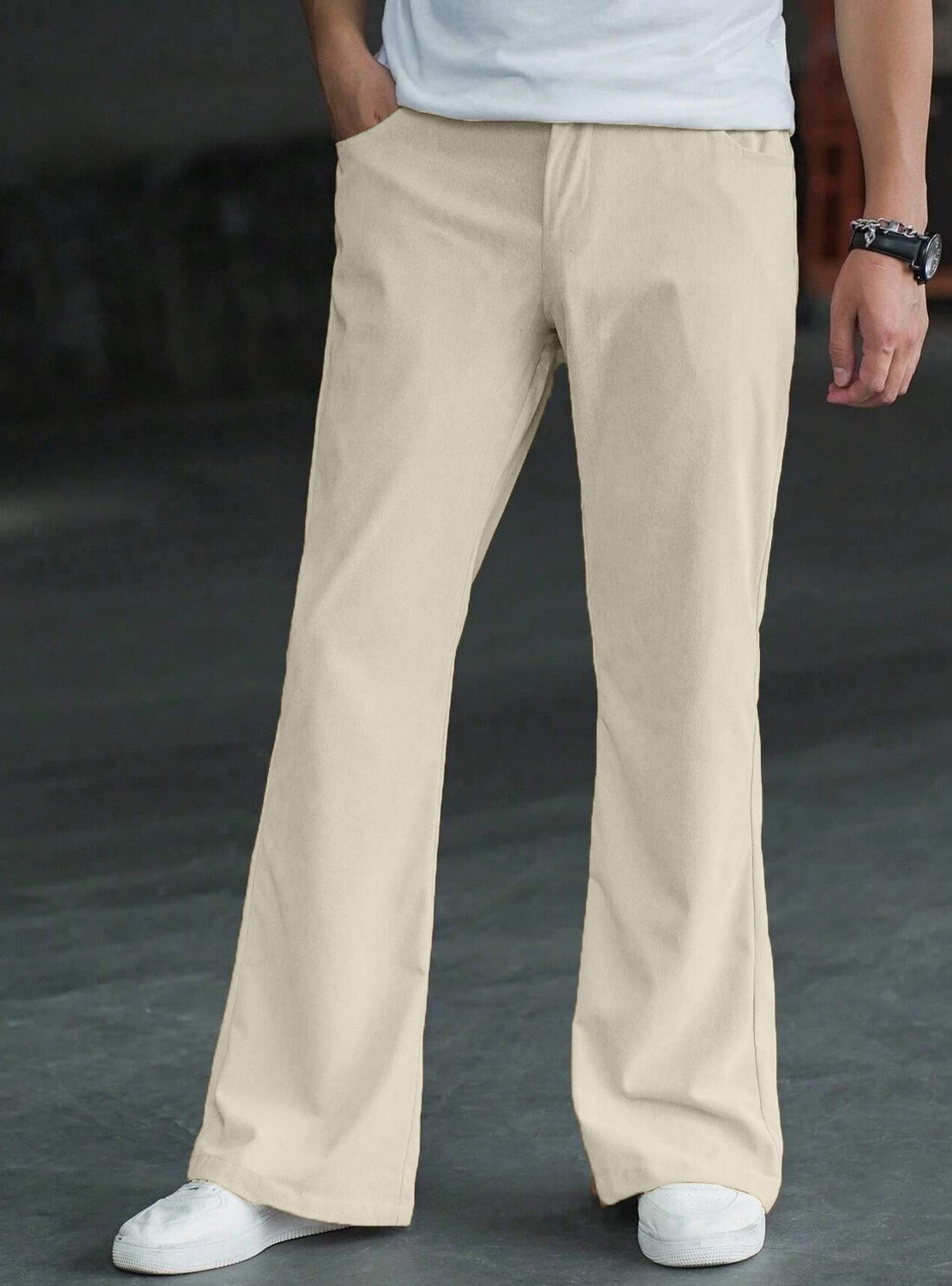 Image of METRONAUT Flared Men Beige Trousers