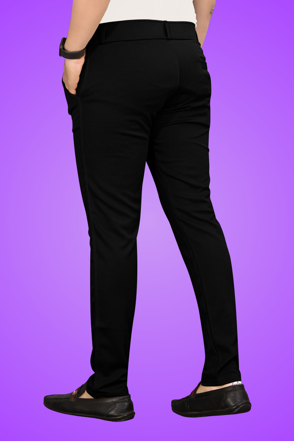 Image of HouseOfComman Regular Fit Men Black Trousers