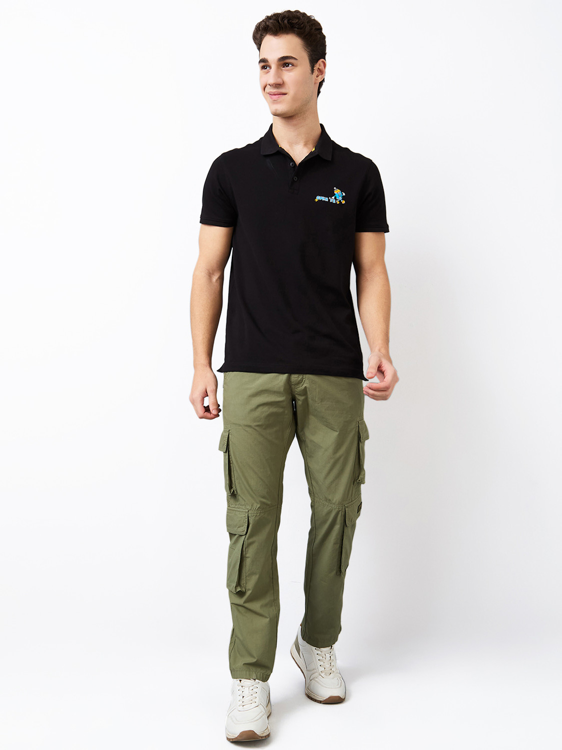 Image of Spykar Straight Fit Men Green Trousers