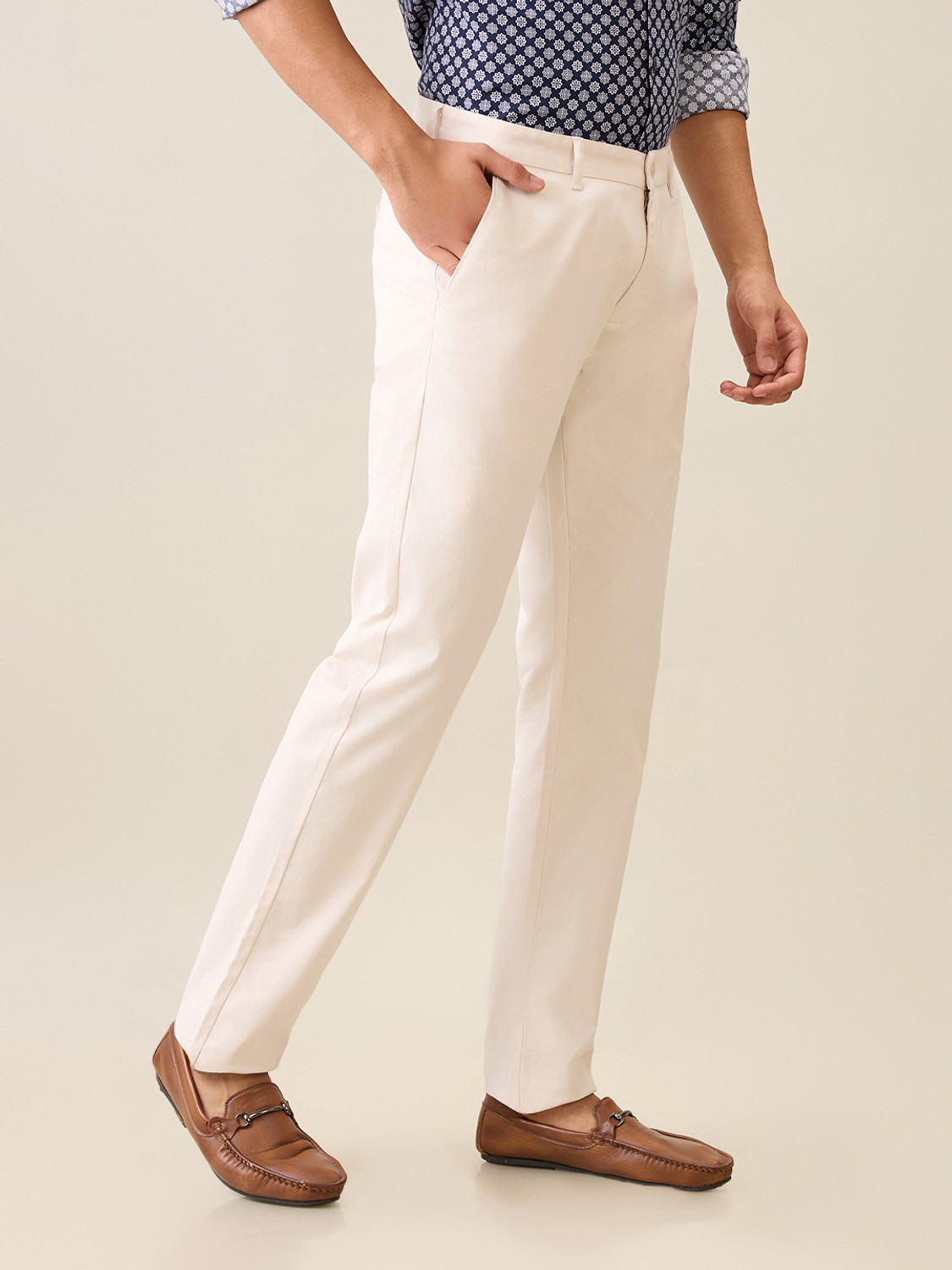 Image of PARX Tapered Men Beige Trousers