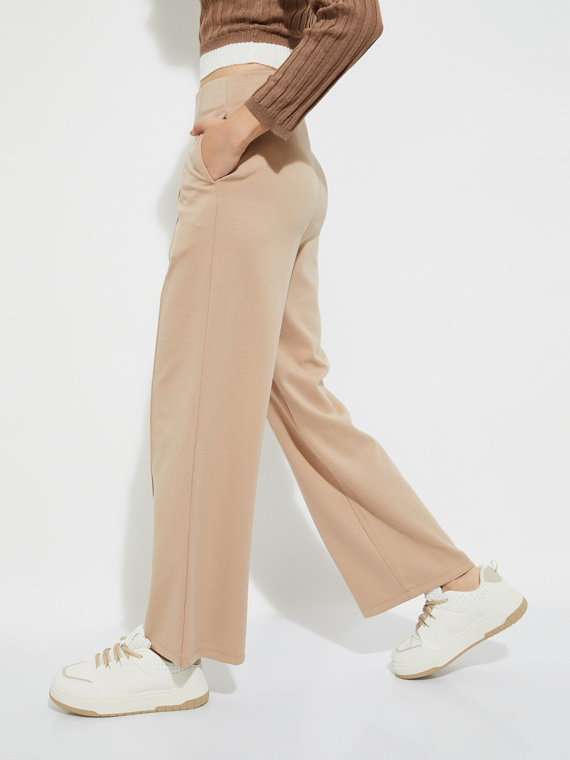 Image of MAX Regular Fit Women Beige Trousers