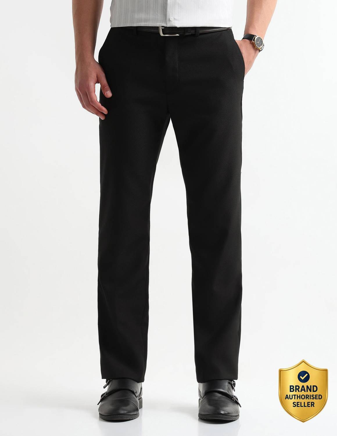 ARROW Regular Fit Men Black Trousers