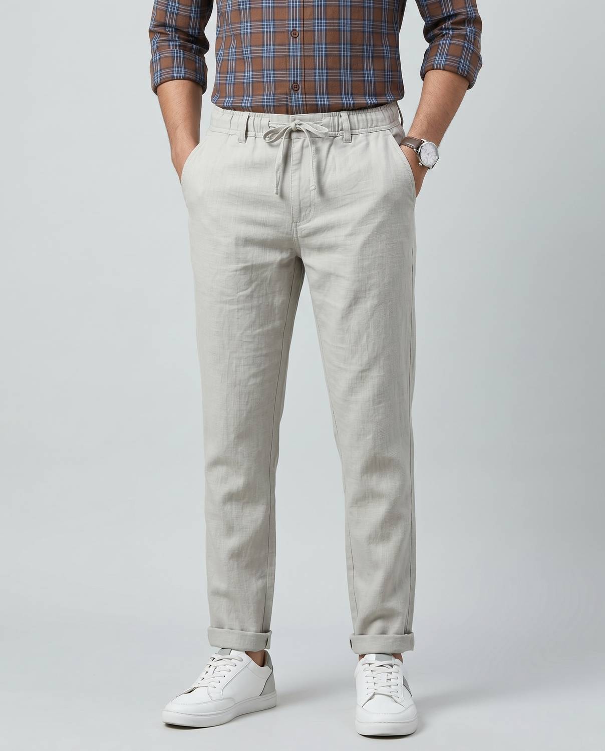 u.s.pitchers Slim Fit Grey Trousers - Image 2
