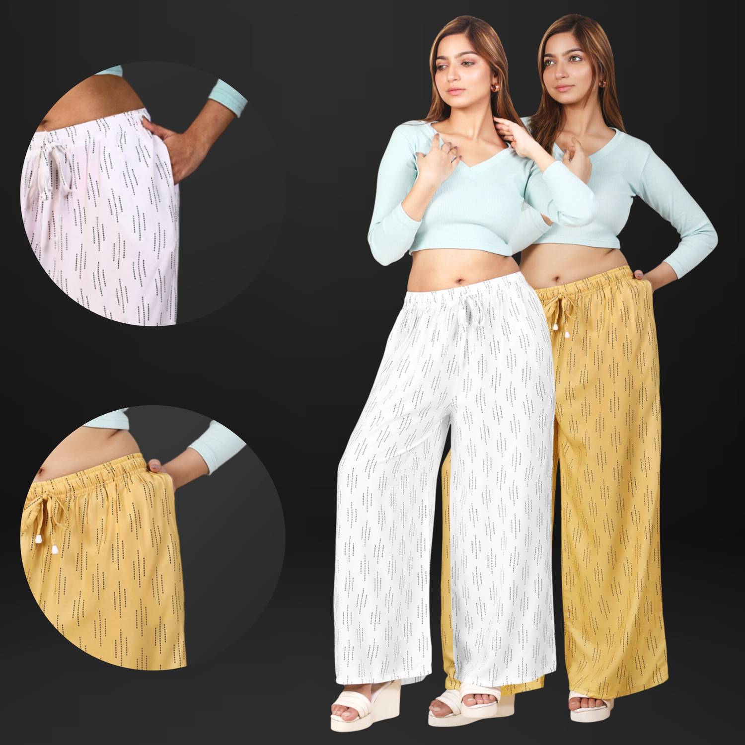 4K FASHION Relaxed Women White, Gold Trousers