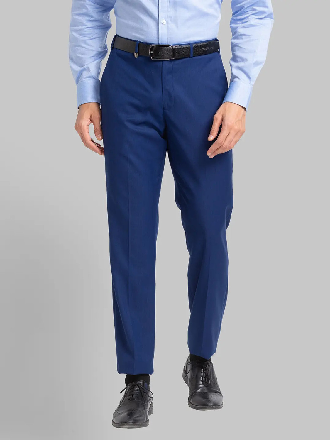 Image of PARK AVENUE Slim Fit Men Blue Trousers