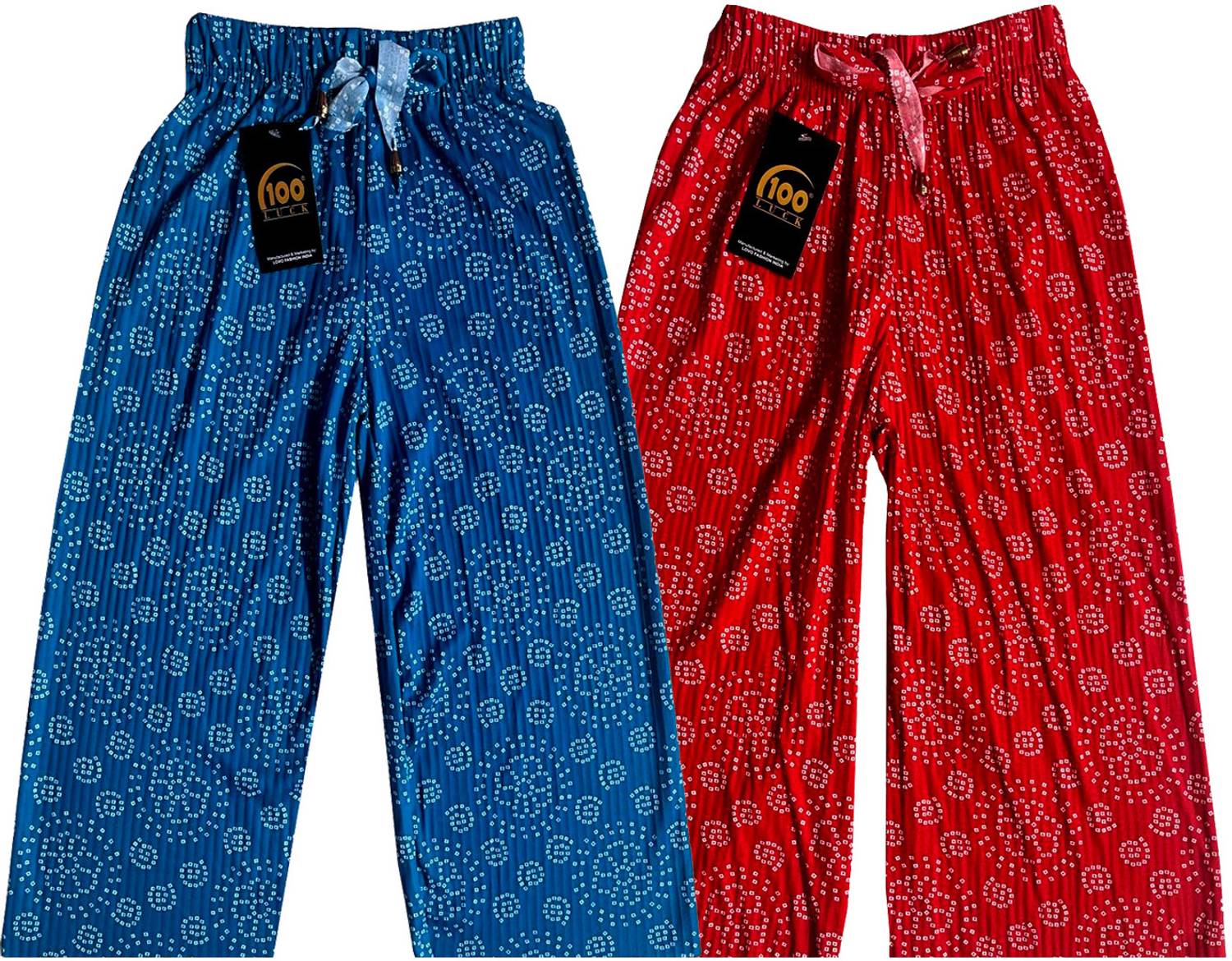 100LUCK Loose Fit Girls Blue, Red Trousers