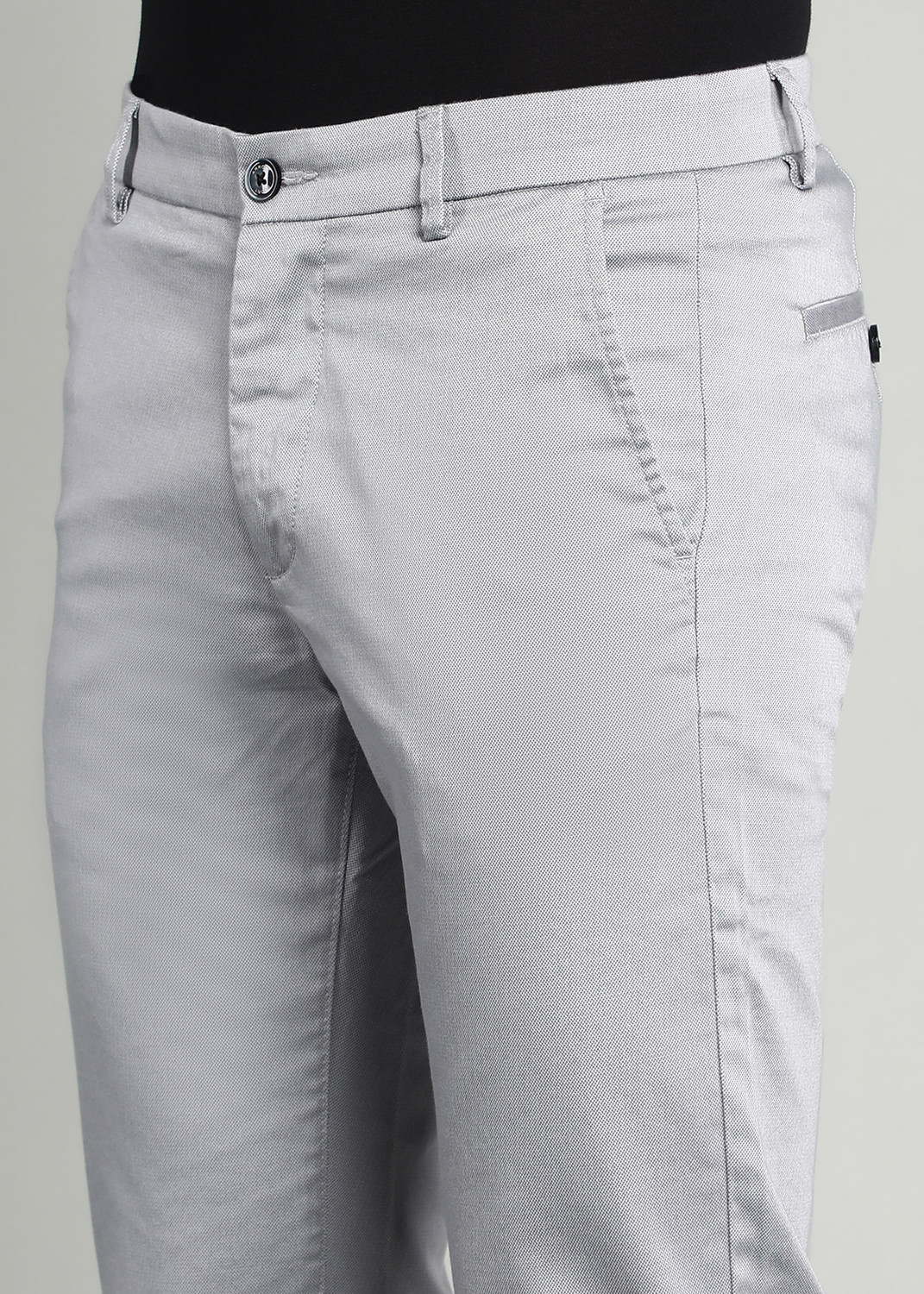 Image of Arrow Sport Men Slim Fit Grey Cotton Blend Trousers