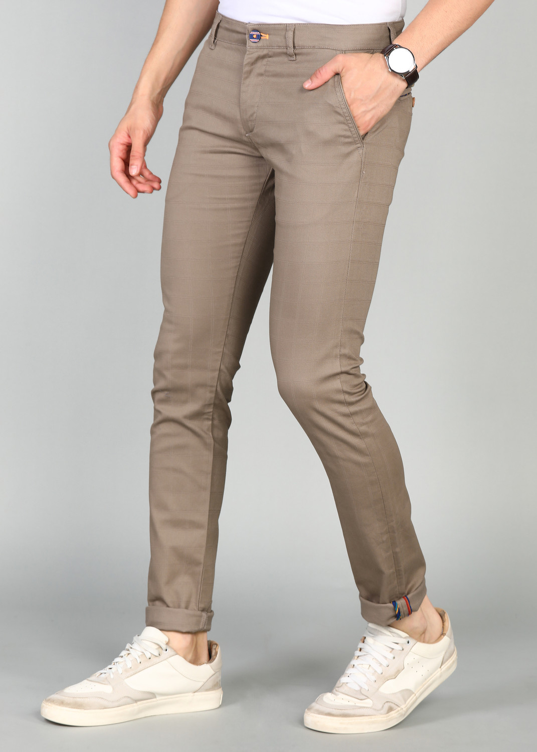 Image of PETER ENGLAND Skinny Fit Men Brown Trousers