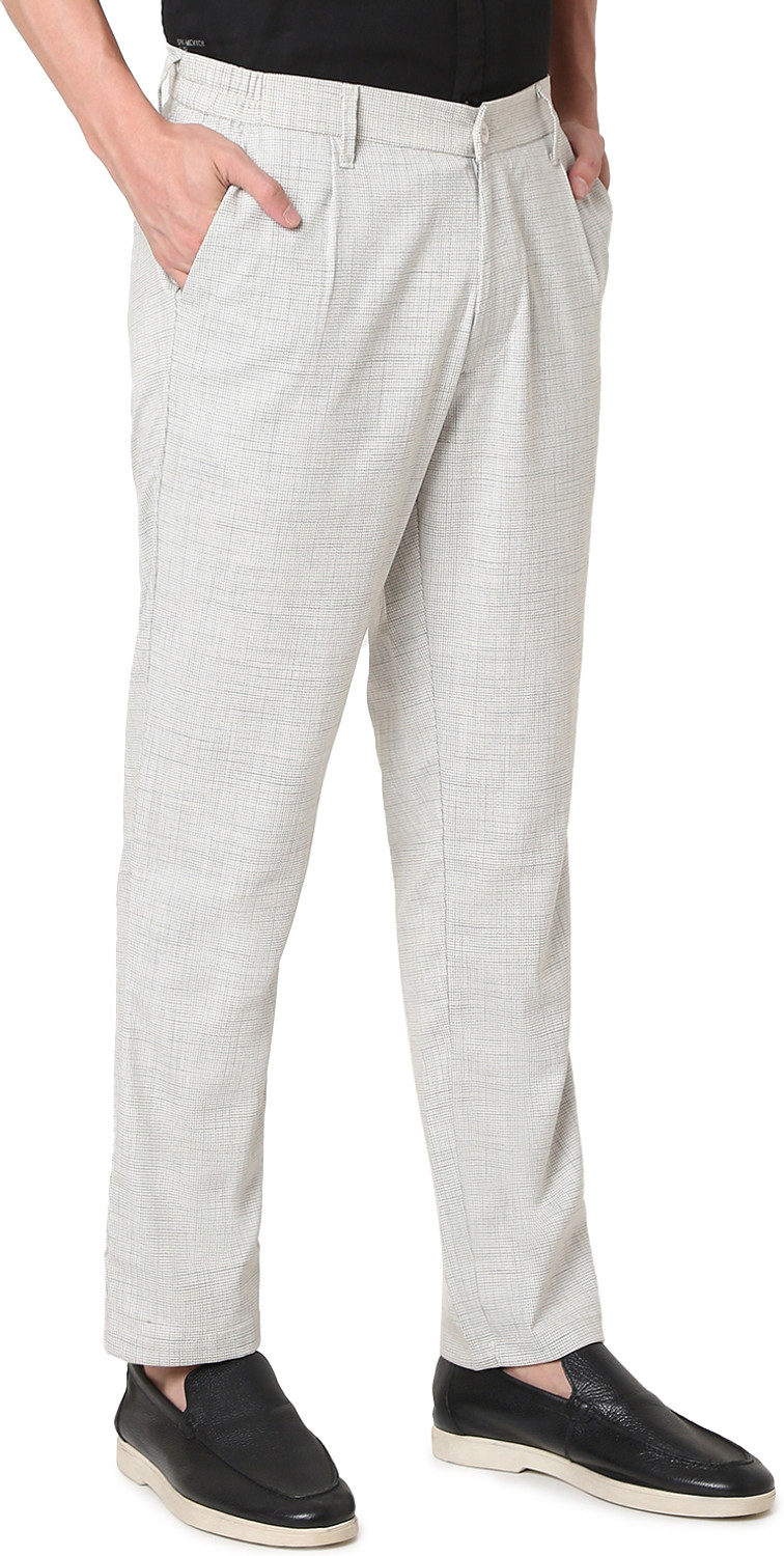 Image of Spykar Men Slim Fit White Polyester Trousers