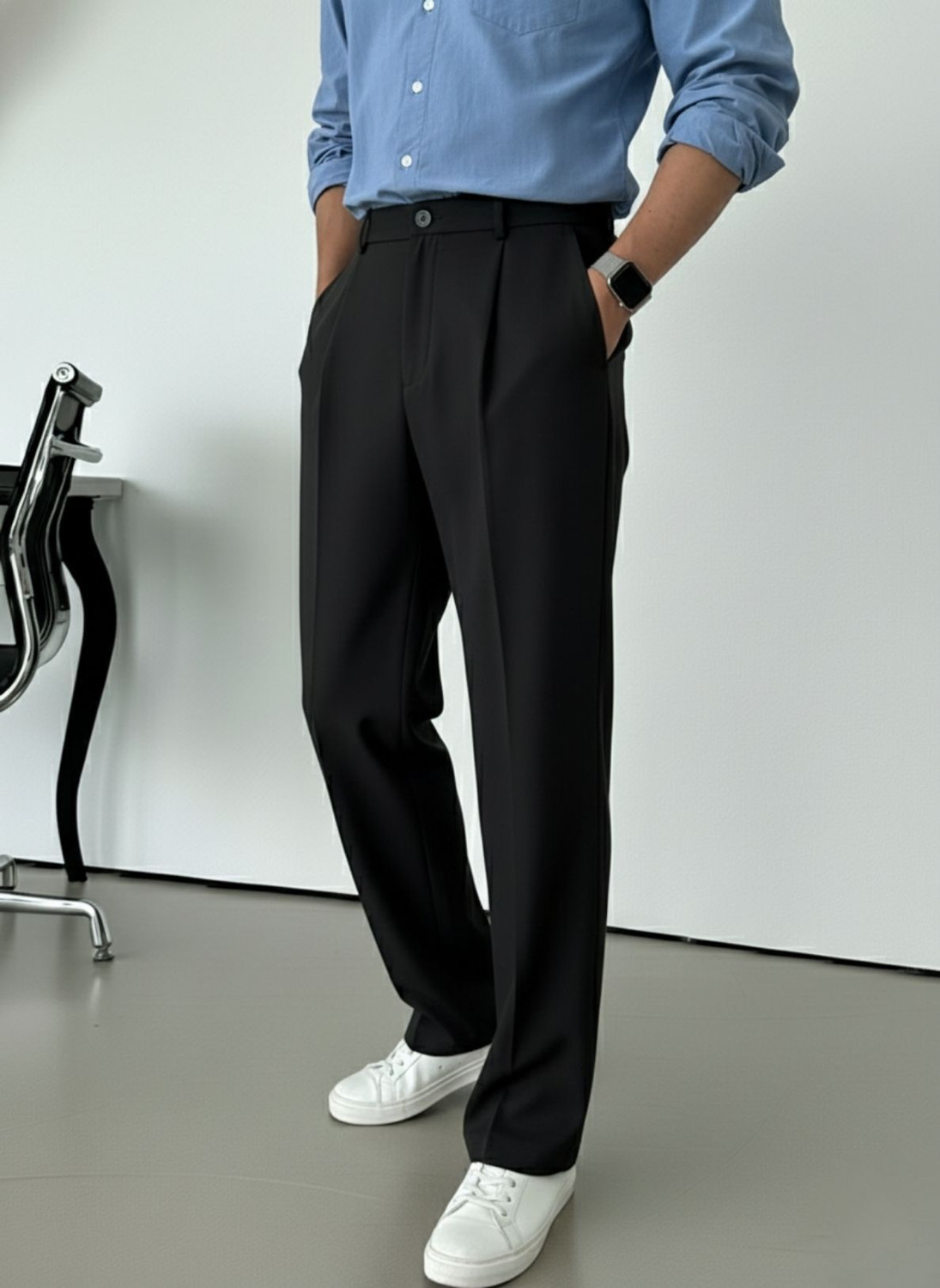 Image of INDICLUB Relaxed Men Black Trousers