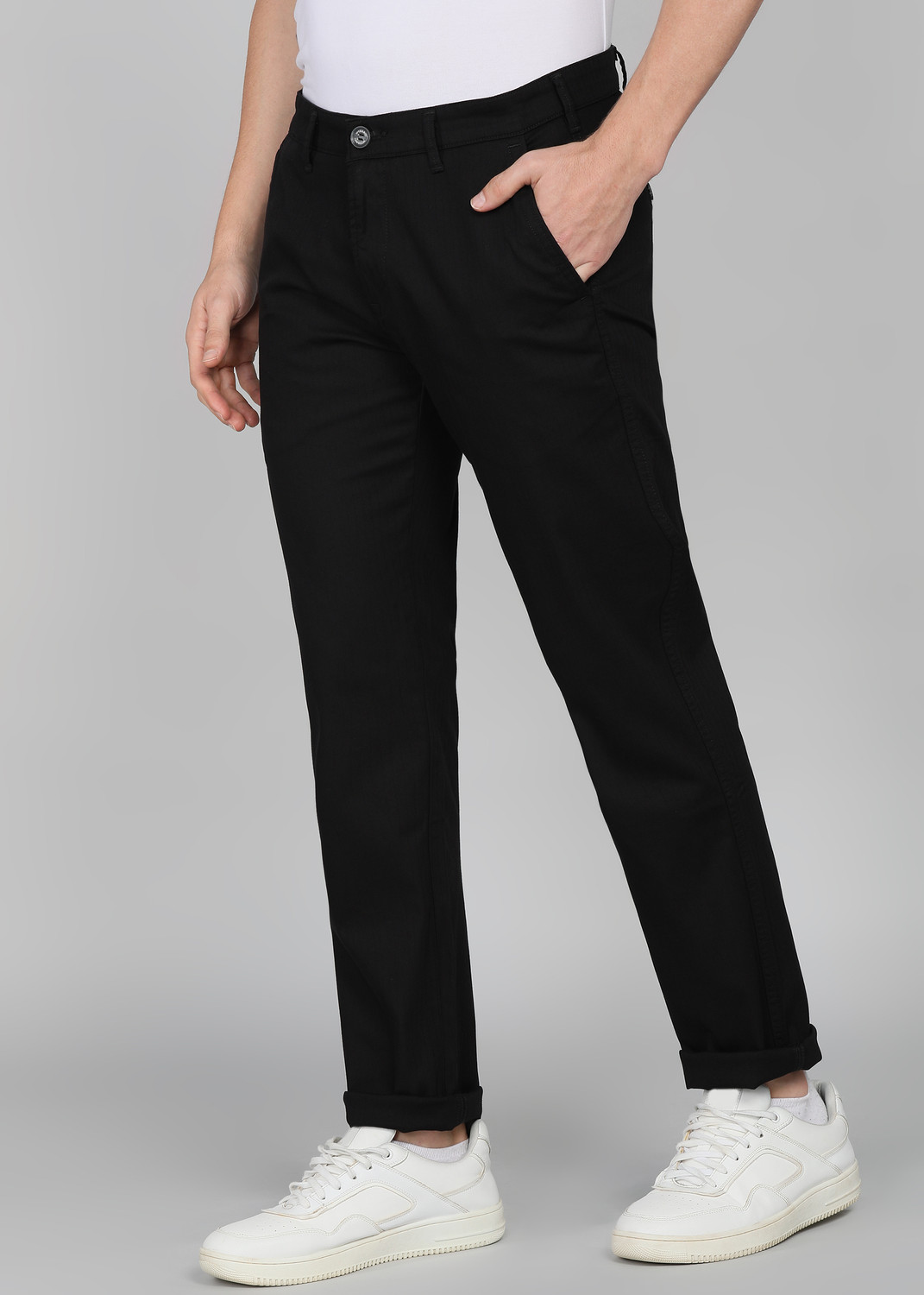 Image of INTEGRITI Slim Fit Men Black Trousers