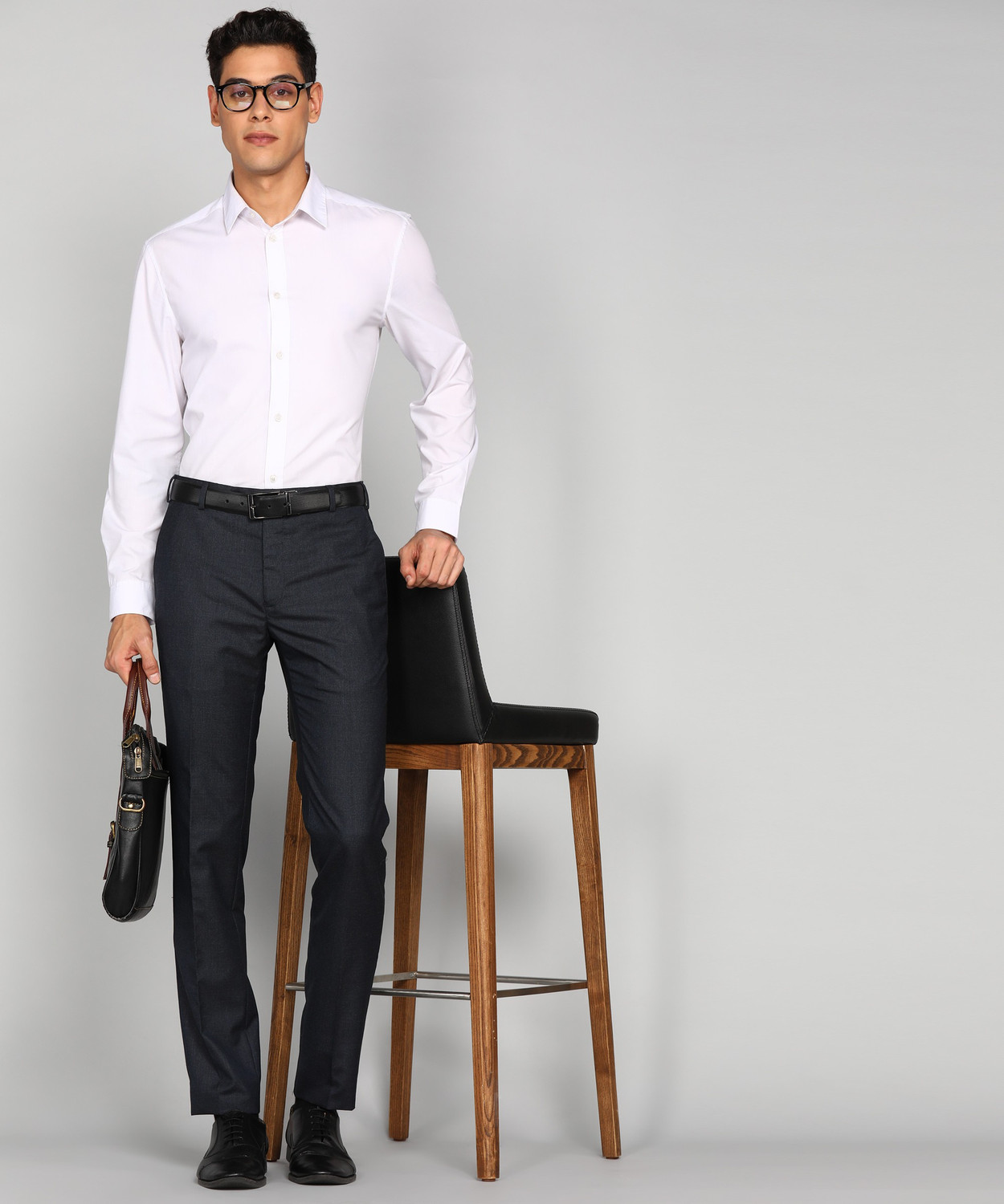 Image of Raymond Slim Fit Men Dark Blue Trousers