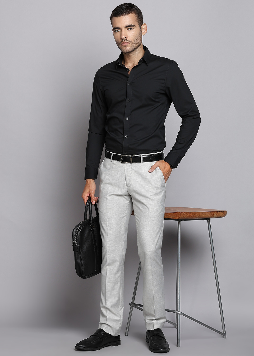 Image of KILLER Slim Fit Men Grey Trousers