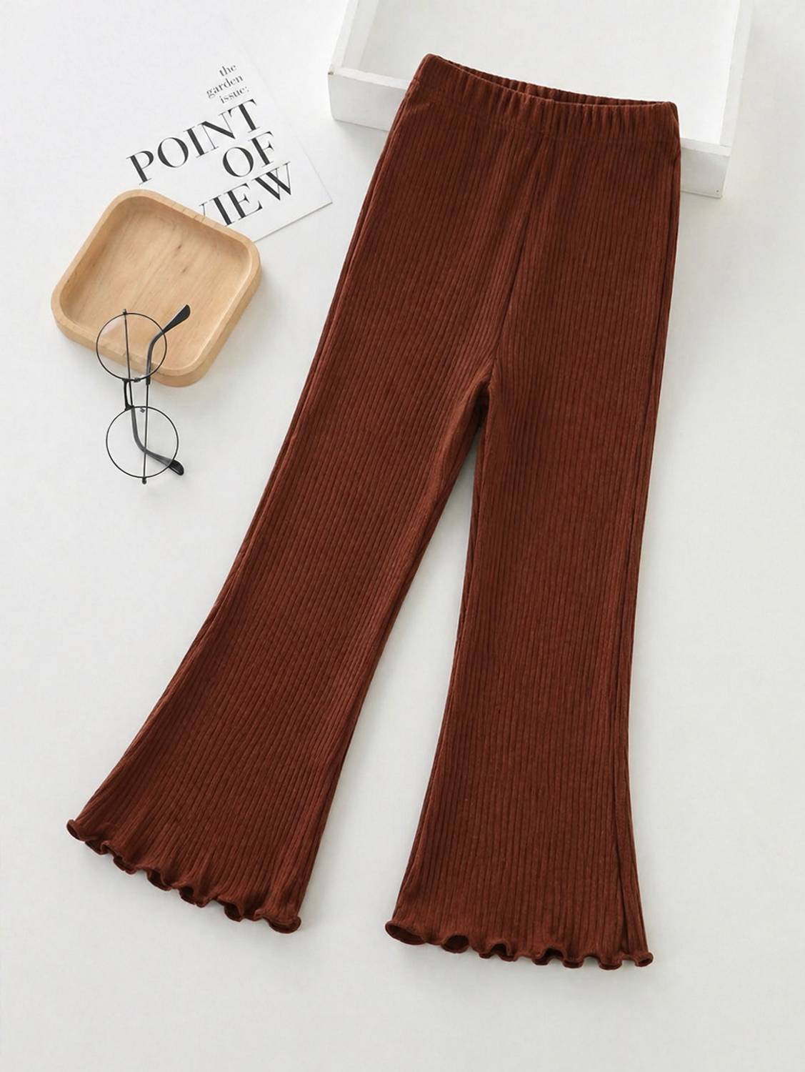 ALANTA Flared Girls Brown Trousers