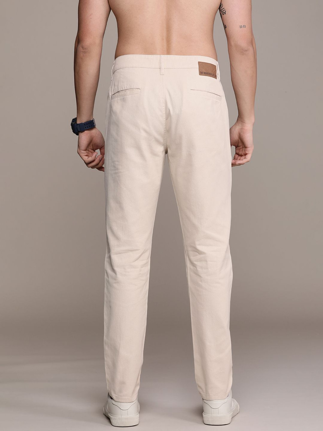 Image of Roadster Regular Fit Men Beige Trousers