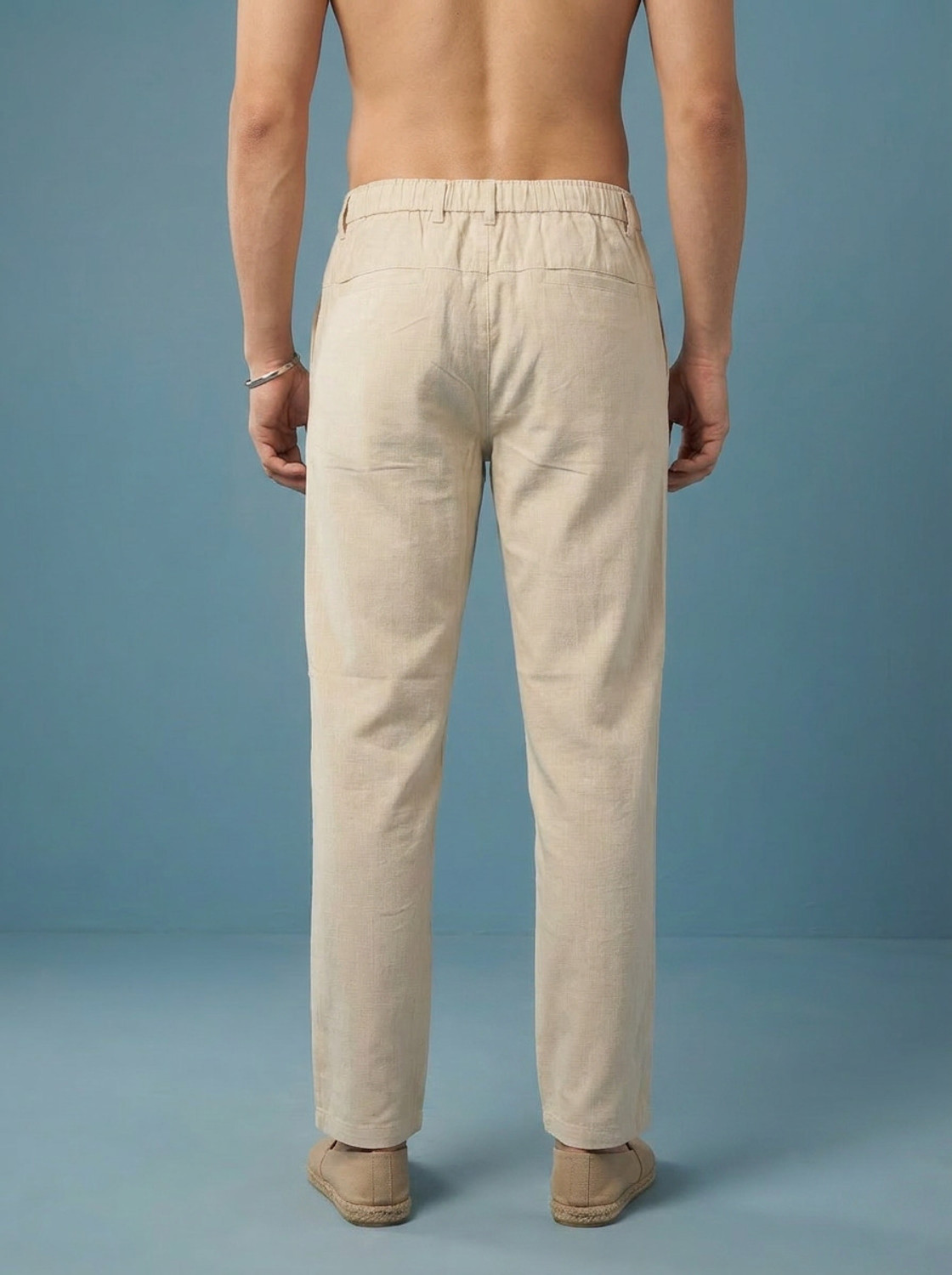 Image of Masher Straight Fit Men Cream Trousers