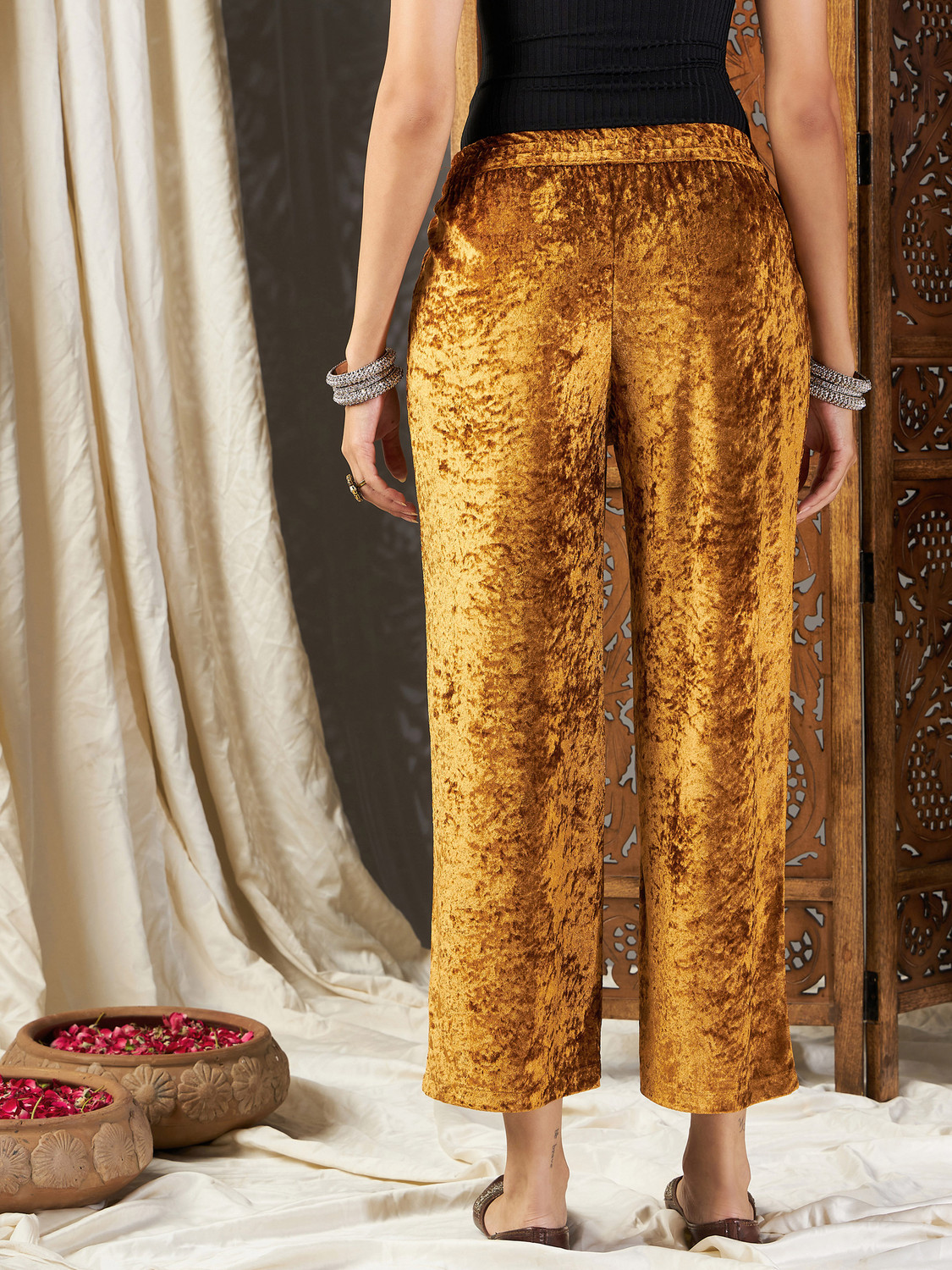 Image of Shae by SASSAFRAS Regular Fit Women Yellow Trousers