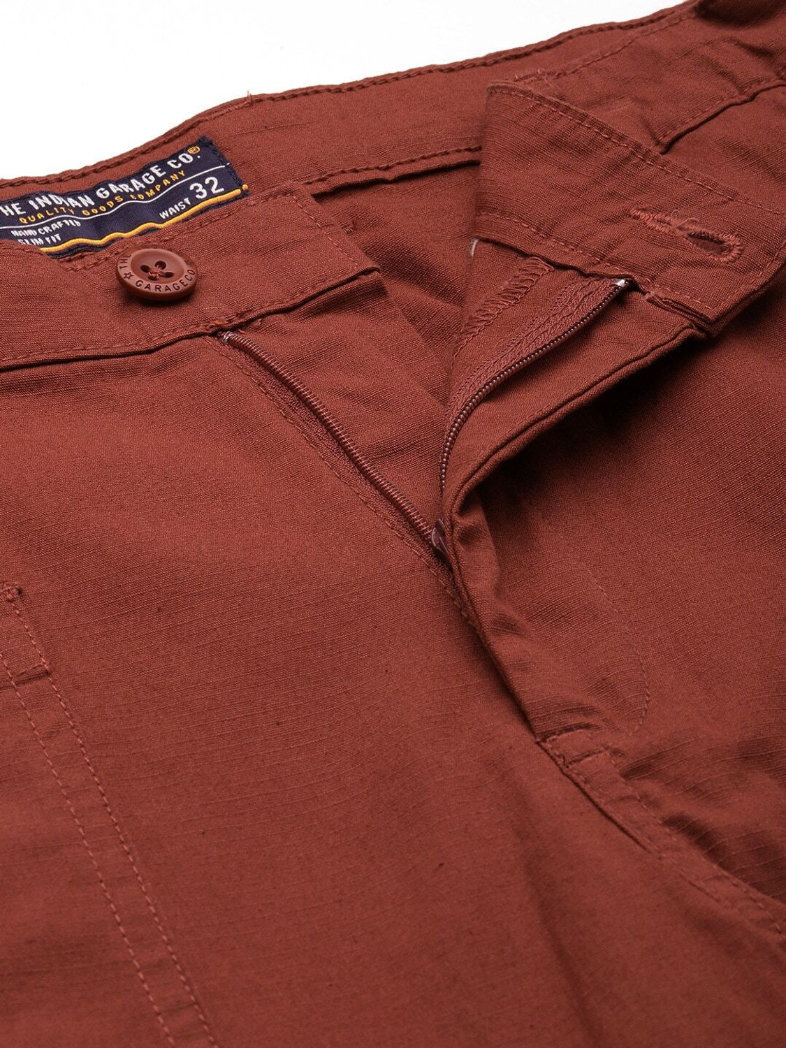 Image of The Indian Garage Co. Regular Fit Men Orange Trousers