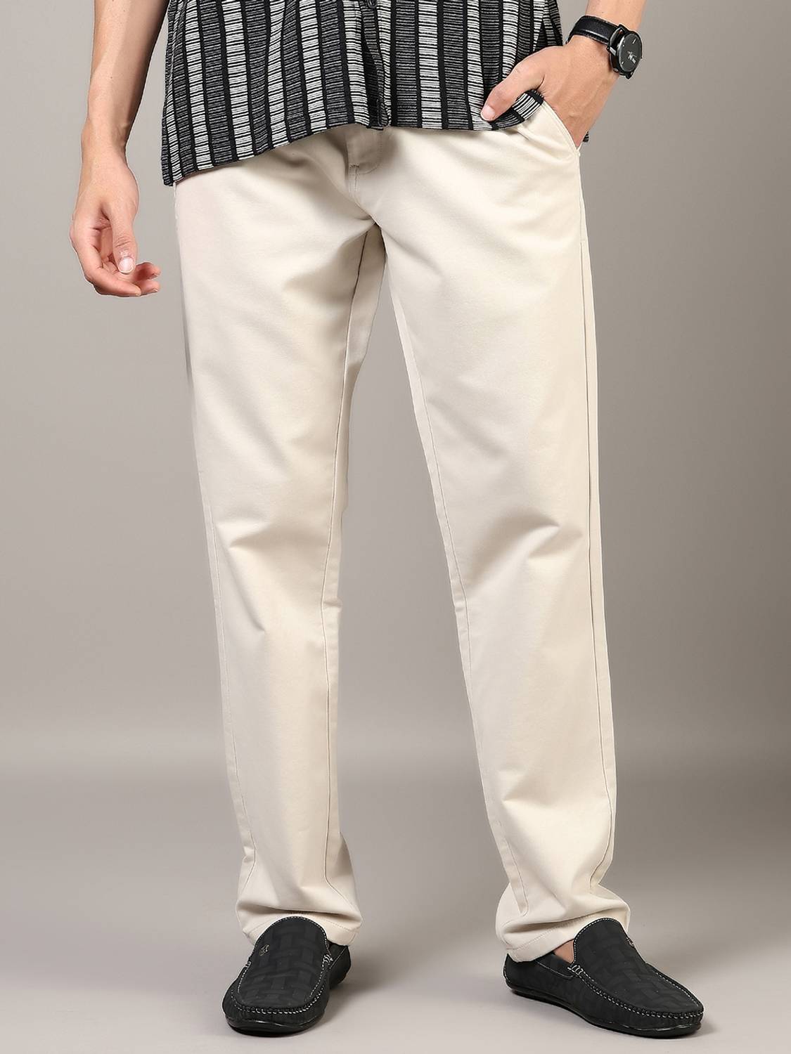V-MART Regular Fit Men Beige Trousers