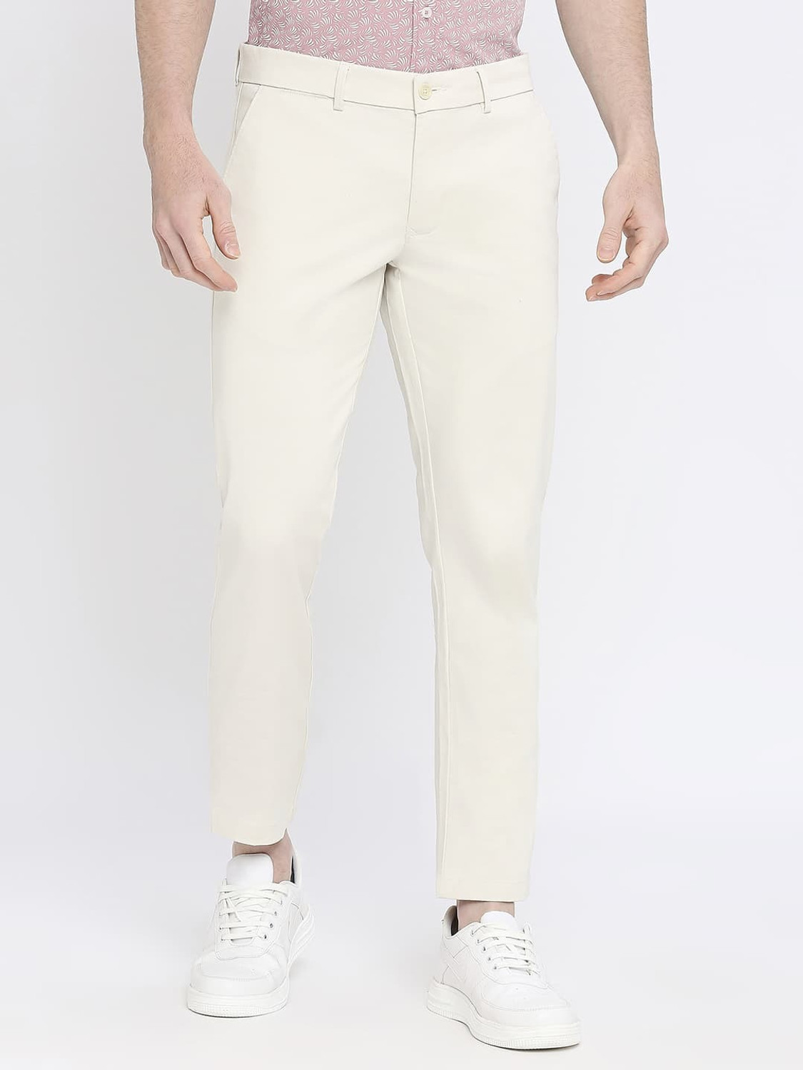 Image of BASICS Tapered Men White Trousers
