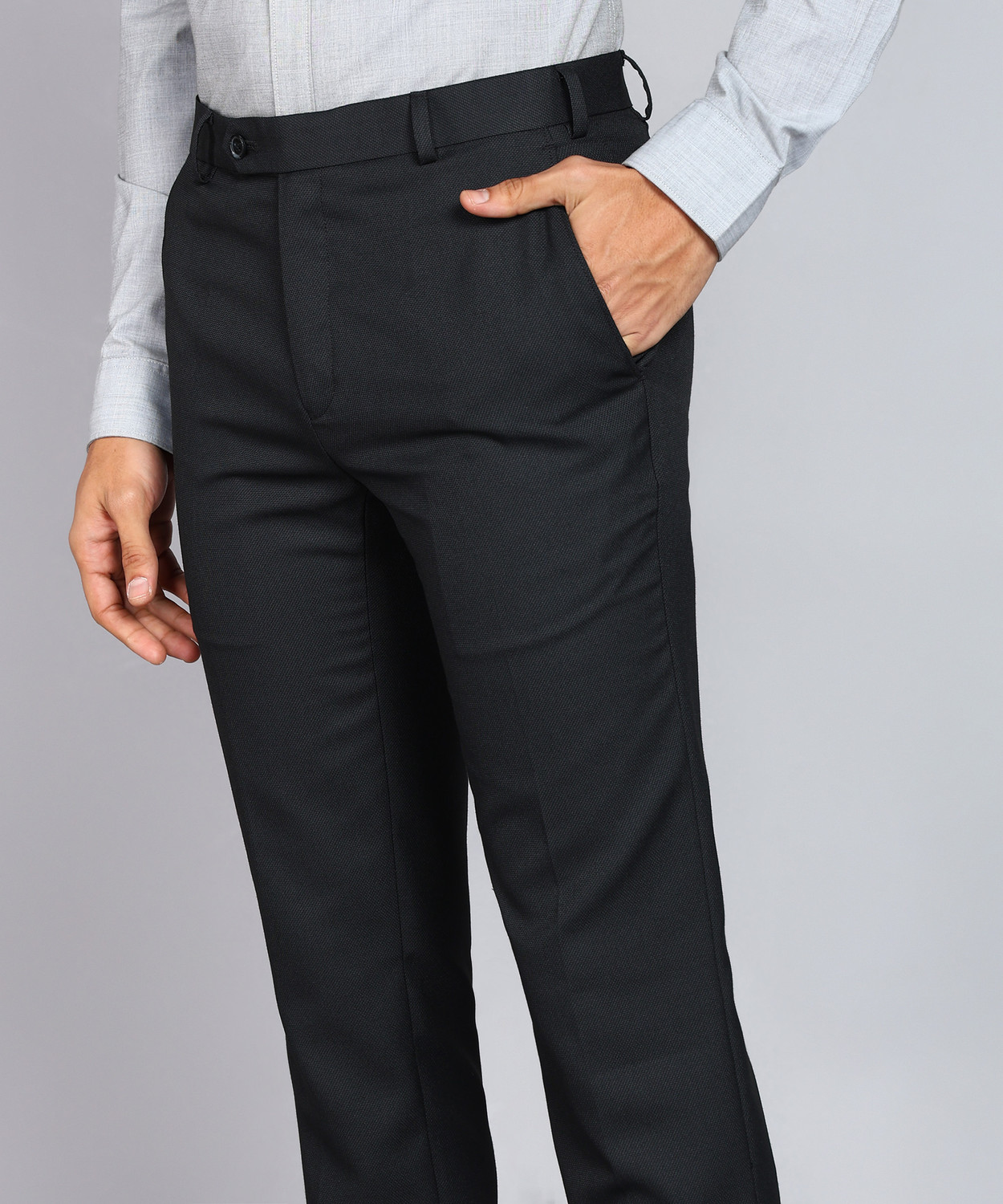 Image of Raymond Slim Fit Men Black Trousers