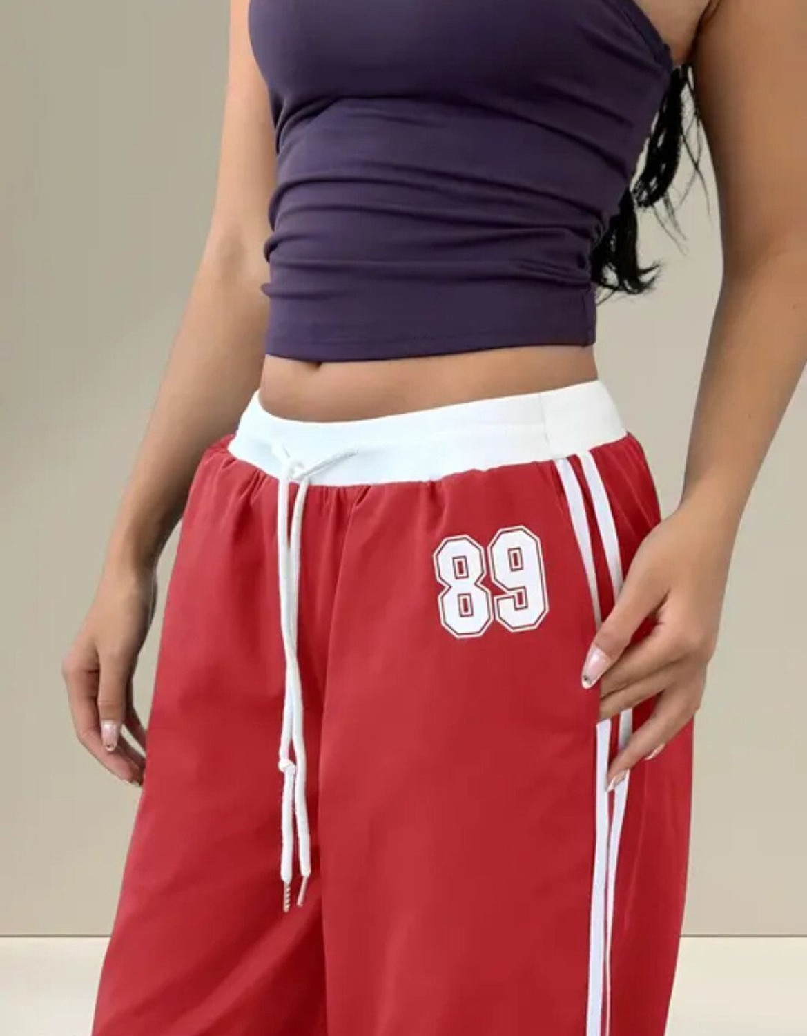Image of GlamsyStyle Comfort Fit Women Red Trousers